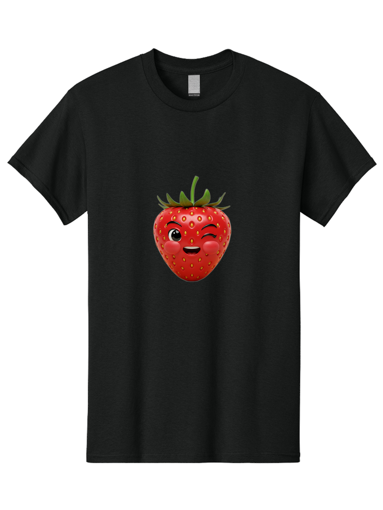 Winking-Strawberry-4 Men'S Graphic Tee, 100% Cotton, Comfortable Casual Summer Wear, Machine Washable, Cartoon Strawberry, Winking Face, Playful Fruit, Cute Emoji, Strawberry Character, Fun Illustration, Fresh Fruit, Sweet Treat, Bac561