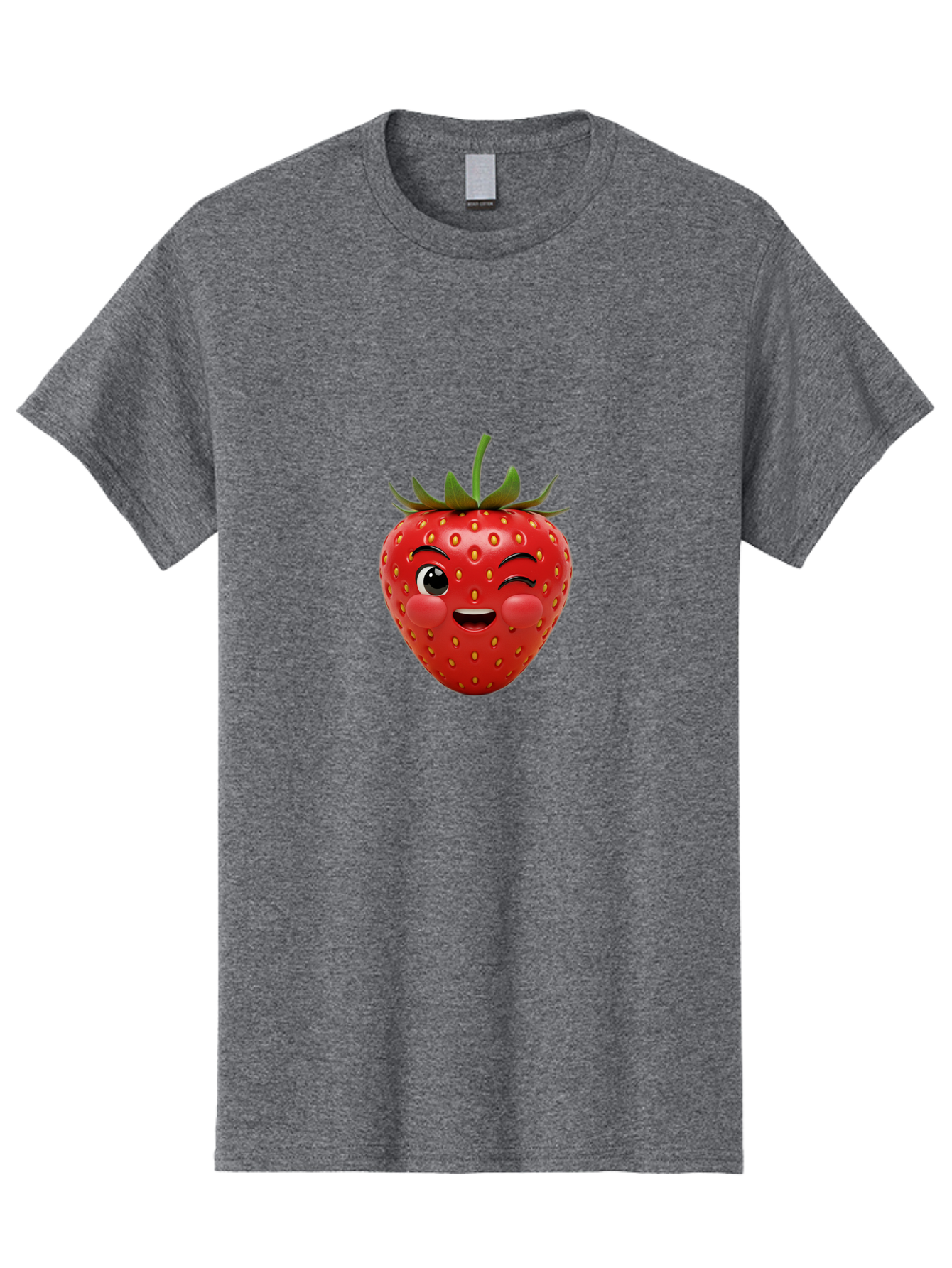 Winking-Strawberry-4 Men'S Graphic Tee, 100% Cotton, Comfortable Casual Summer Wear, Machine Washable, Cartoon Strawberry, Winking Face, Playful Fruit, Cute Emoji, Strawberry Character, Fun Illustration, Fresh Fruit, Sweet Treat, Bac561