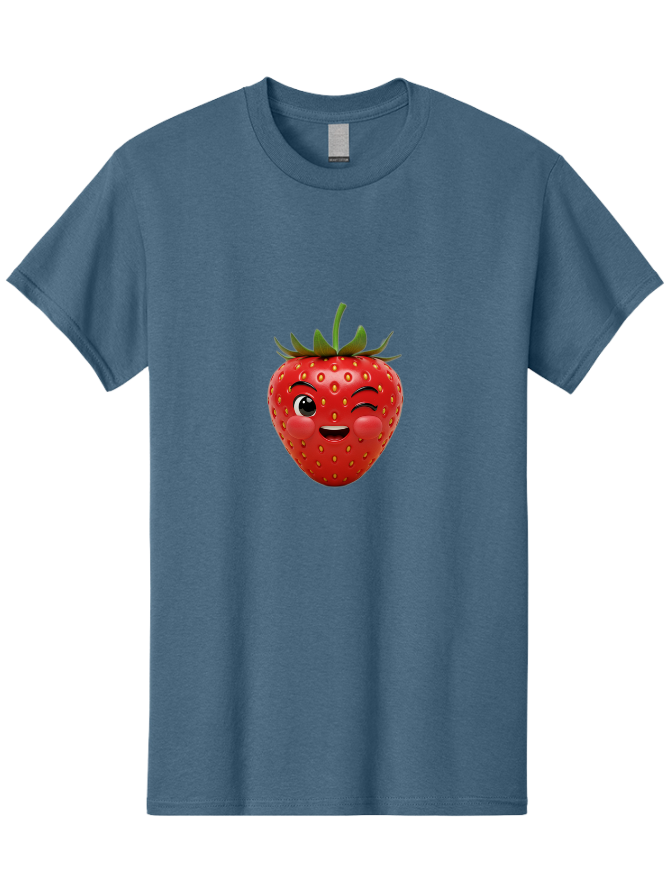 Winking-Strawberry-4 Men'S Graphic Tee, 100% Cotton, Comfortable Casual Summer Wear, Machine Washable, Cartoon Strawberry, Winking Face, Playful Fruit, Cute Emoji, Strawberry Character, Fun Illustration, Fresh Fruit, Sweet Treat, Bac561