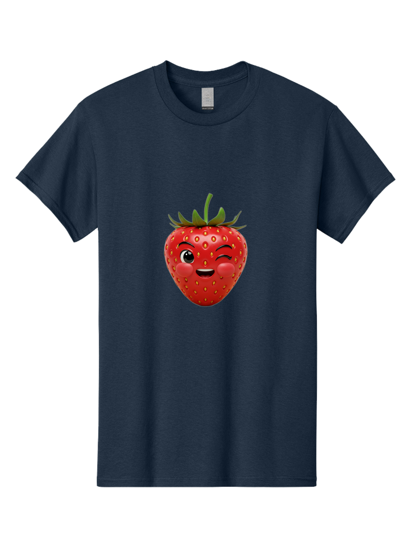 Winking-Strawberry-4 Men'S Graphic Tee, 100% Cotton, Comfortable Casual Summer Wear, Machine Washable, Cartoon Strawberry, Winking Face, Playful Fruit, Cute Emoji, Strawberry Character, Fun Illustration, Fresh Fruit, Sweet Treat, Bac561