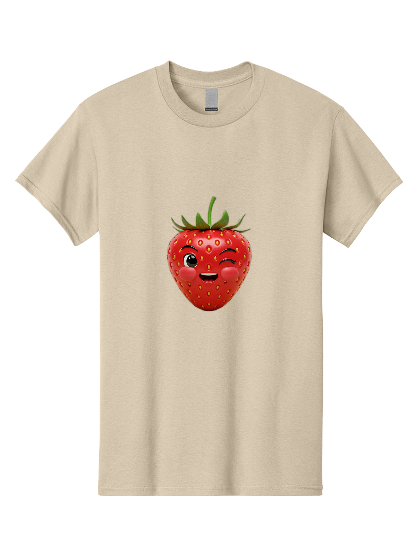 Winking-Strawberry-4 Men'S Graphic Tee, 100% Cotton, Comfortable Casual Summer Wear, Machine Washable, Cartoon Strawberry, Winking Face, Playful Fruit, Cute Emoji, Strawberry Character, Fun Illustration, Fresh Fruit, Sweet Treat, Bac561
