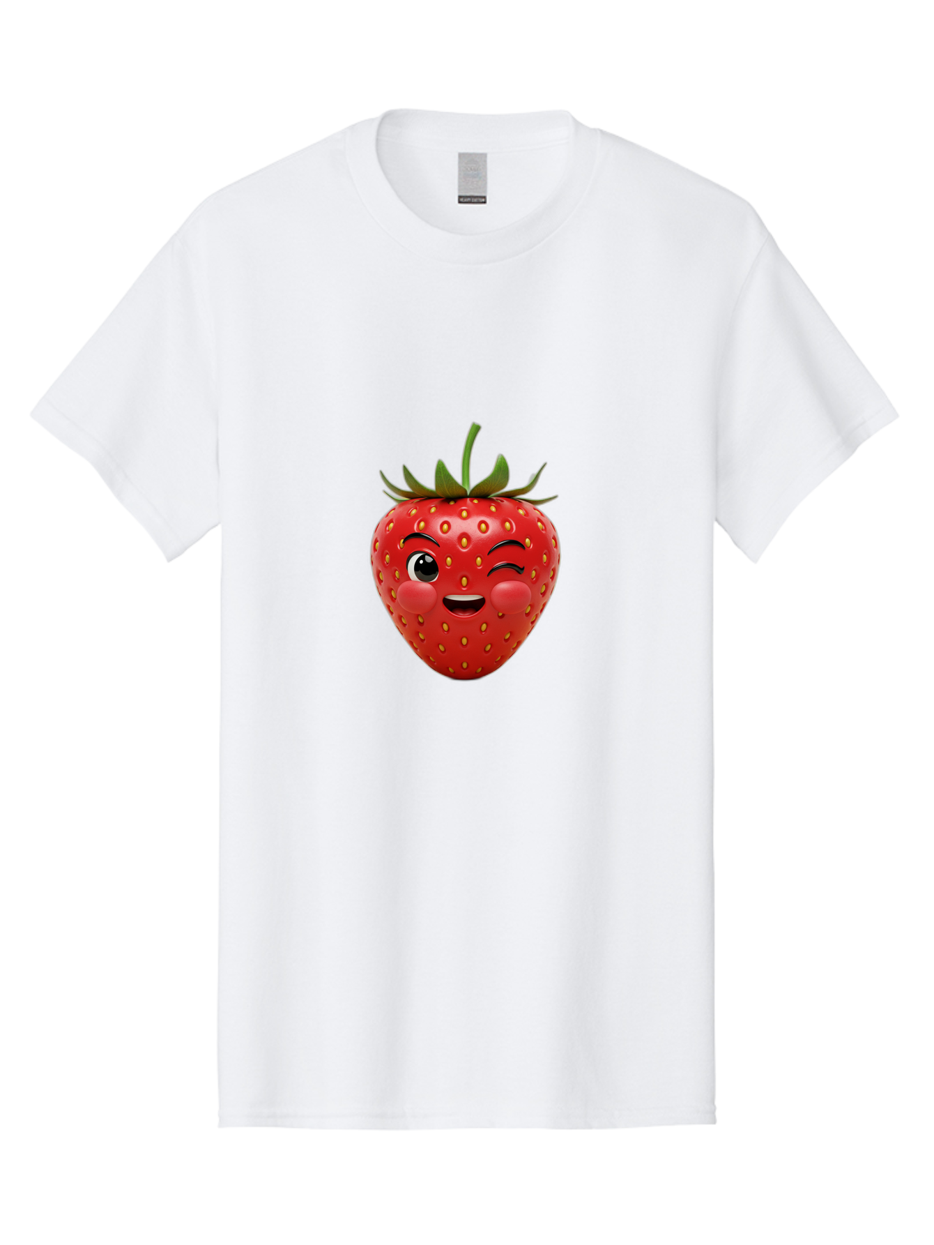 Winking-Strawberry-4 Men'S Graphic Tee, 100% Cotton, Comfortable Casual Summer Wear, Machine Washable, Cartoon Strawberry, Winking Face, Playful Fruit, Cute Emoji, Strawberry Character, Fun Illustration, Fresh Fruit, Sweet Treat, Bac561