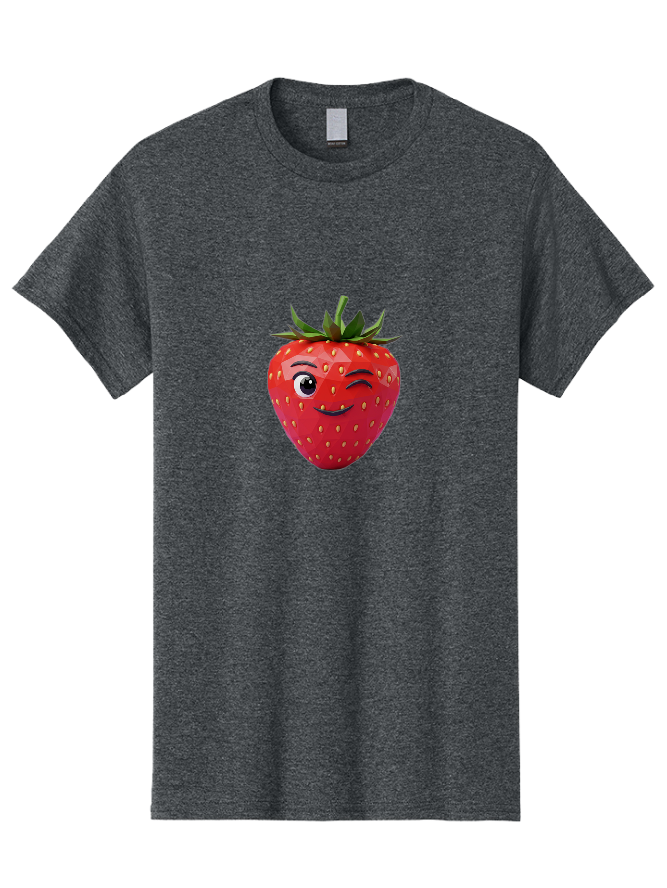 Winking-Strawberry-7 Men'S Graphic Tee, 100% Cotton, Comfortable Casual Summer Wear, Machine Washable, Winking Strawberry, Cute Strawberry, Cartoon Strawberry, Smiling Strawberry, Fruit Character, Adorable Fruit, Strawberry Face, Bac564