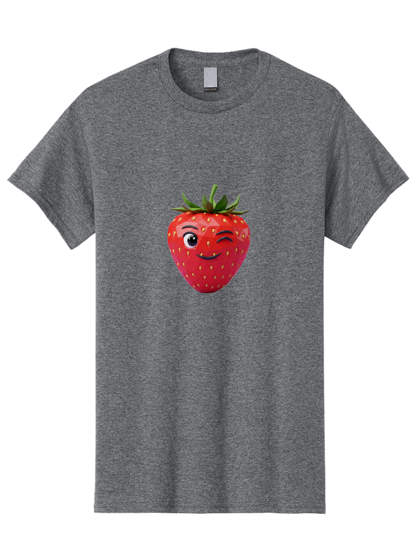 Winking-Strawberry-7 Men'S Graphic Tee, 100% Cotton, Comfortable Casual Summer Wear, Machine Washable, Winking Strawberry, Cute Strawberry, Cartoon Strawberry, Smiling Strawberry, Fruit Character, Adorable Fruit, Strawberry Face, Bac564