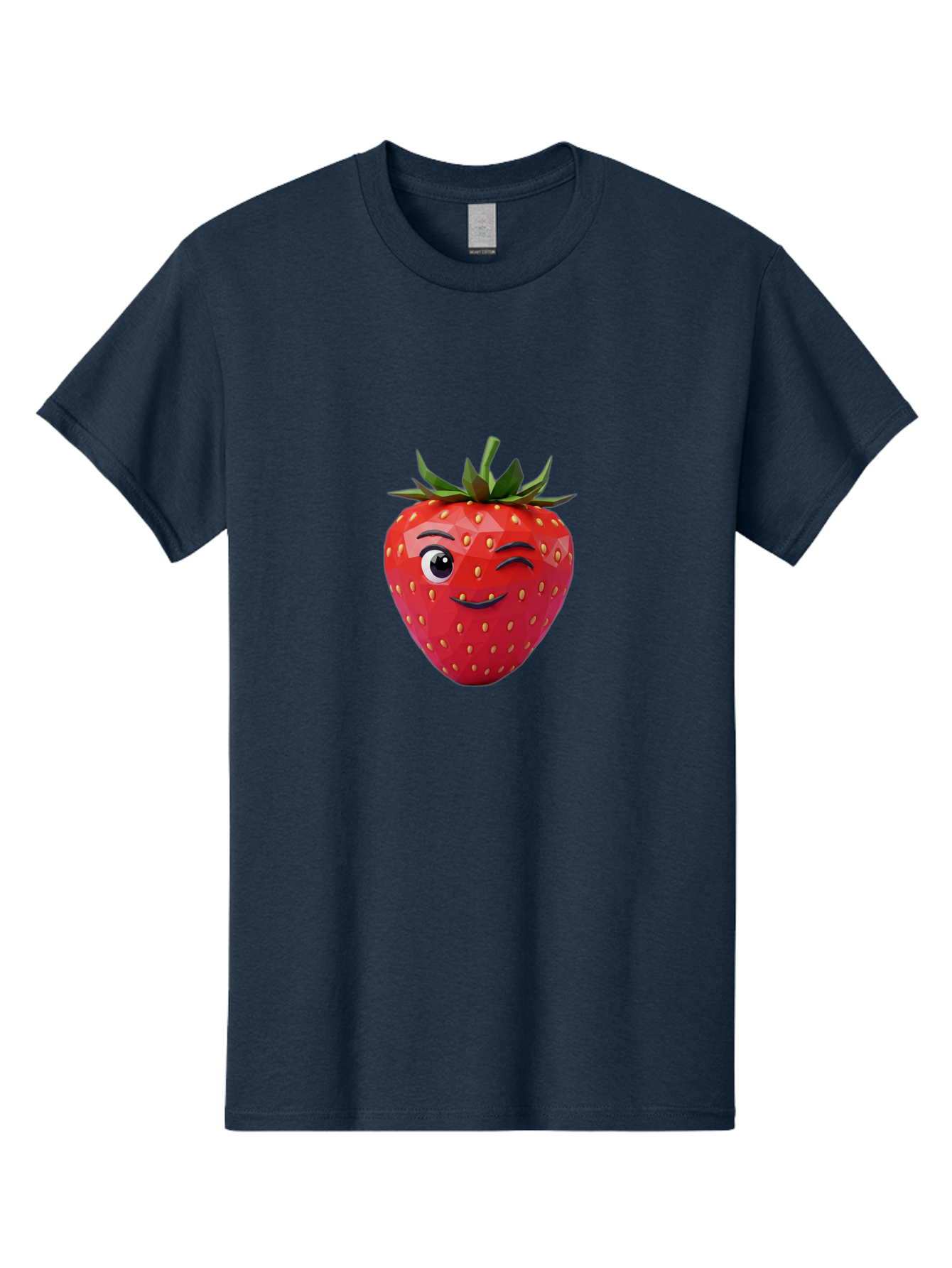 Winking-Strawberry-7 Men'S Graphic Tee, 100% Cotton, Comfortable Casual Summer Wear, Machine Washable, Winking Strawberry, Cute Strawberry, Cartoon Strawberry, Smiling Strawberry, Fruit Character, Adorable Fruit, Strawberry Face, Bac564