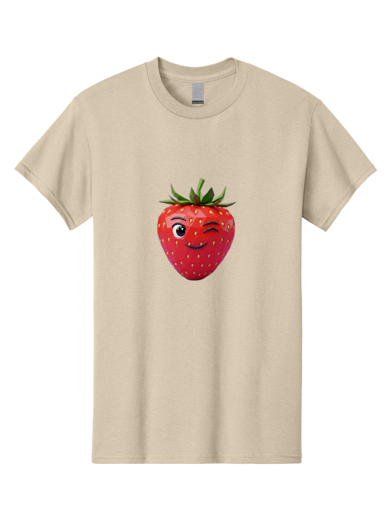 Winking-Strawberry-7 Men'S Graphic Tee, 100% Cotton, Comfortable Casual Summer Wear, Machine Washable, Winking Strawberry, Cute Strawberry, Cartoon Strawberry, Smiling Strawberry, Fruit Character, Adorable Fruit, Strawberry Face, Bac564