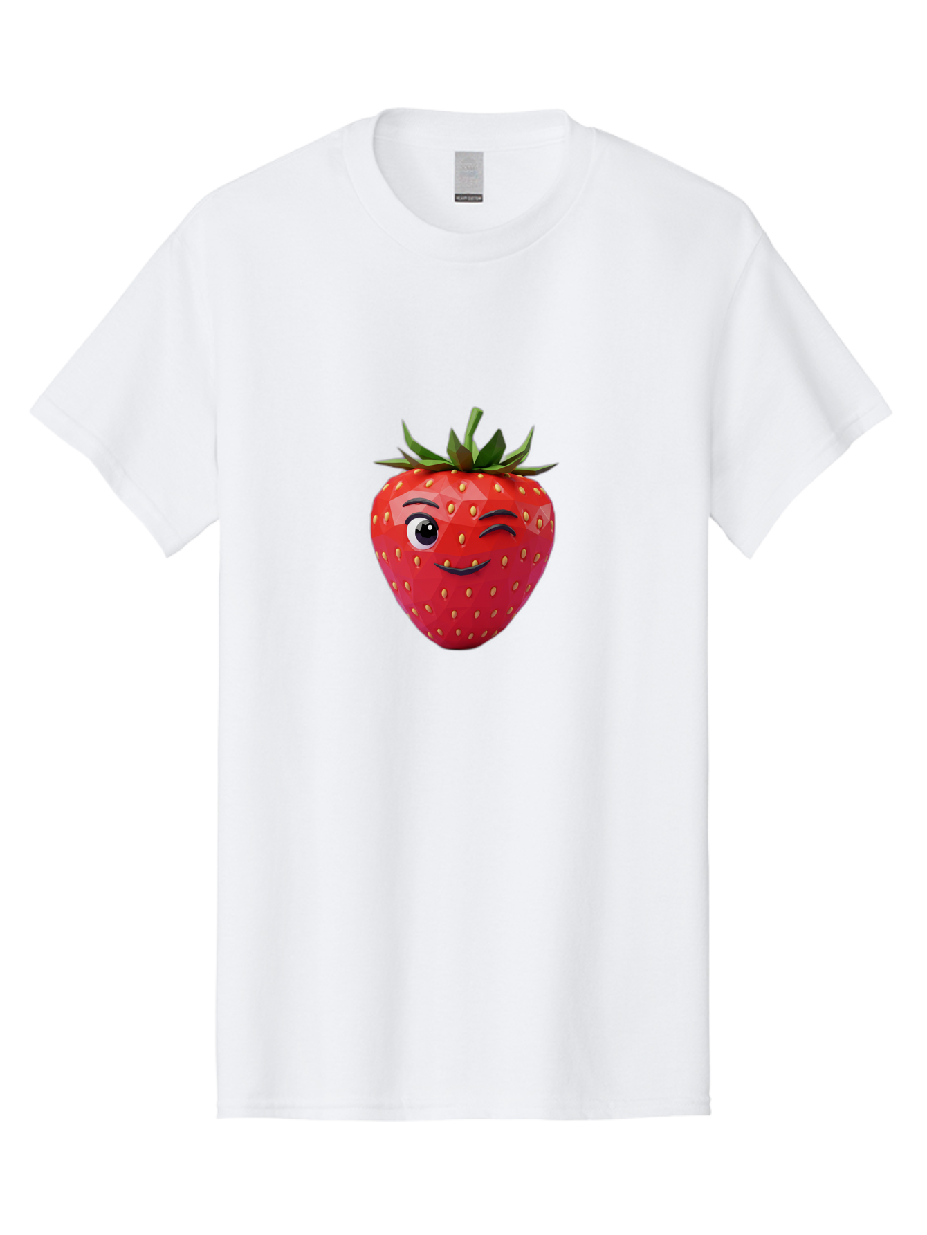 Winking-Strawberry-7 Men'S Graphic Tee, 100% Cotton, Comfortable Casual Summer Wear, Machine Washable, Winking Strawberry, Cute Strawberry, Cartoon Strawberry, Smiling Strawberry, Fruit Character, Adorable Fruit, Strawberry Face, Bac564