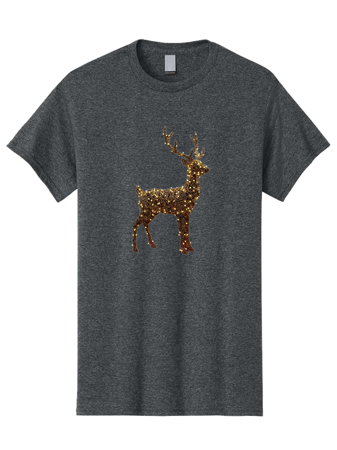 Wire-Reindeer Men'S Graphic Tee, 100% Cotton, Comfortable Casual Summer Wear, Machine Washable, Reindeer Decoration, Christmas Lights, Festive Decor, Holiday Display, Glowing Reindeer, Christmas Decoration, Outdoor Decor, Winter Wonderland Bac568