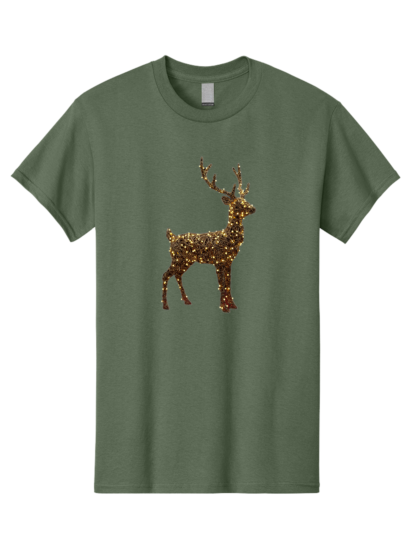Wire-Reindeer Men'S Graphic Tee, 100% Cotton, Comfortable Casual Summer Wear, Machine Washable, Reindeer Decoration, Christmas Lights, Festive Decor, Holiday Display, Glowing Reindeer, Christmas Decoration, Outdoor Decor, Winter Wonderland Bac568