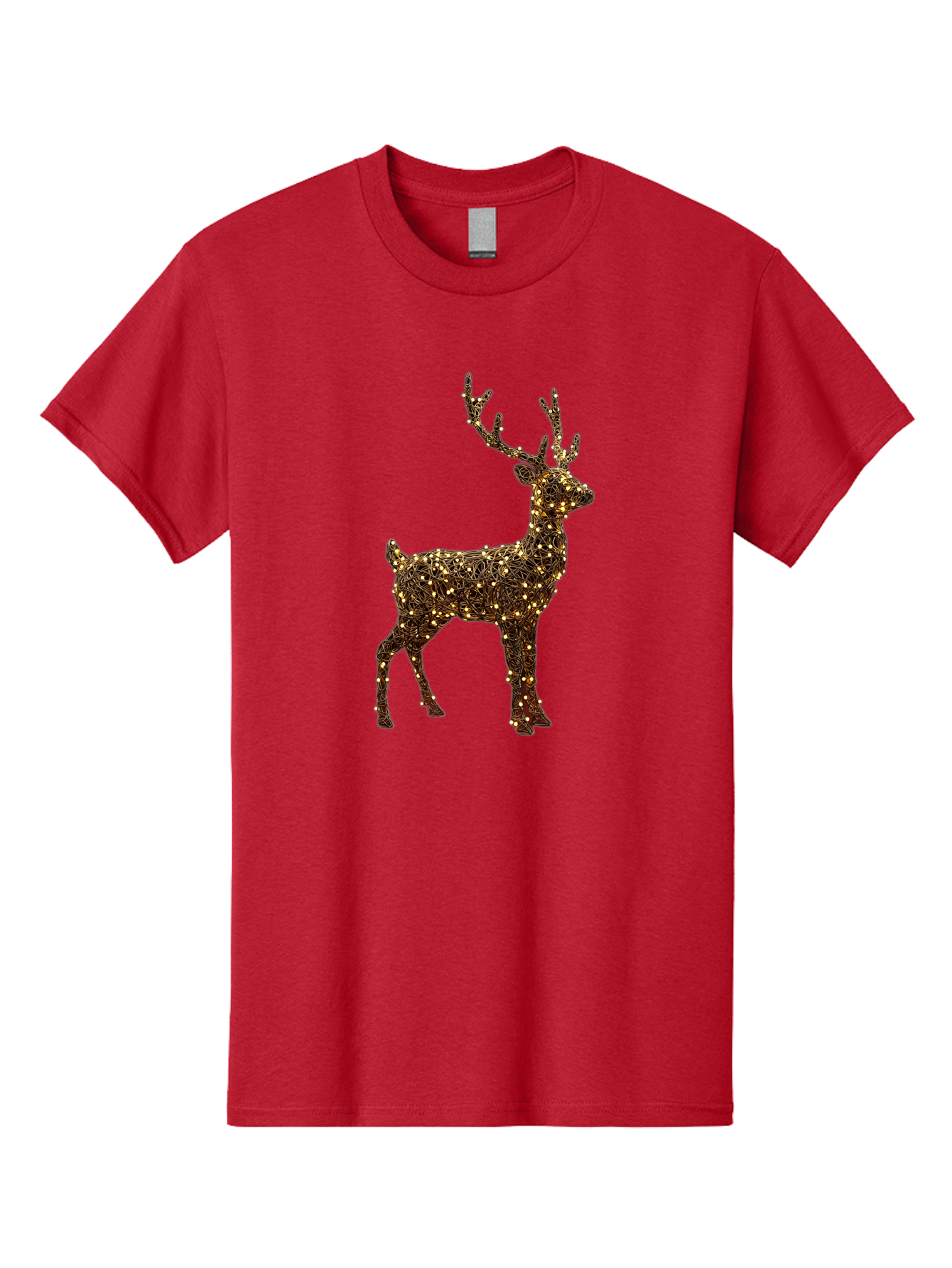 Wire-Reindeer Men'S Graphic Tee, 100% Cotton, Comfortable Casual Summer Wear, Machine Washable, Reindeer Decoration, Christmas Lights, Festive Decor, Holiday Display, Glowing Reindeer, Christmas Decoration, Outdoor Decor, Winter Wonderland Bac568