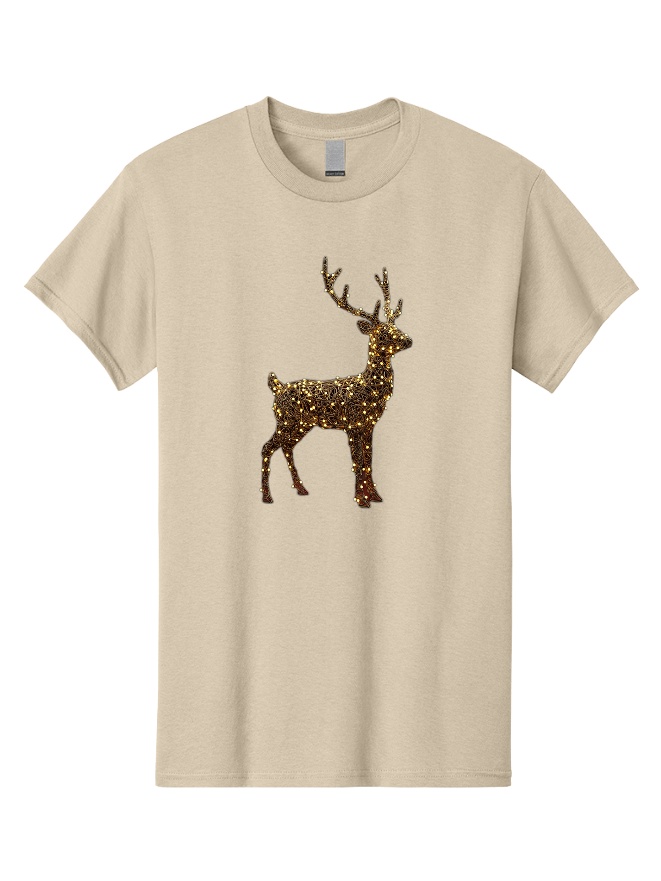 Wire-Reindeer Men'S Graphic Tee, 100% Cotton, Comfortable Casual Summer Wear, Machine Washable, Reindeer Decoration, Christmas Lights, Festive Decor, Holiday Display, Glowing Reindeer, Christmas Decoration, Outdoor Decor, Winter Wonderland Bac568