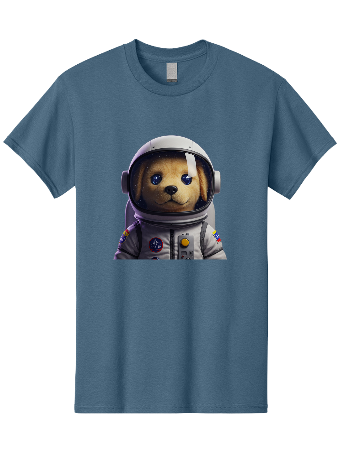 Zotter-Pup-In-Spacesuit Men'S Graphic Tee, 100% Cotton, Comfortable Casual Summer Wear, Machine Washable, Puppy In Space Suit, Dog In Astronaut Helmet, Cotter Logo, Space Exploration, Cute Canine, Futuristic Adventure, Sci-Fi Theme, Bac571