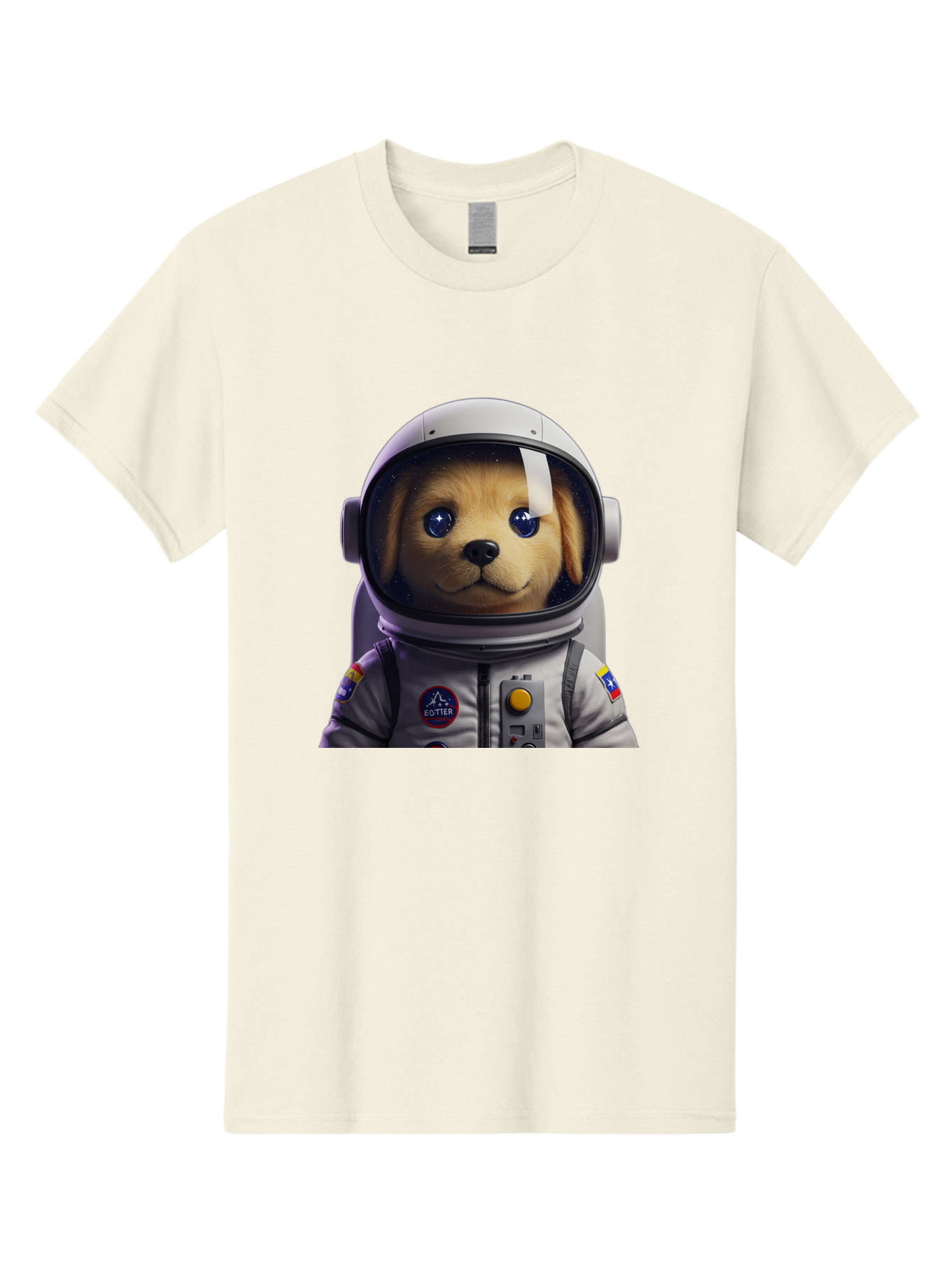 Zotter-Pup-In-Spacesuit Men'S Graphic Tee, 100% Cotton, Comfortable Casual Summer Wear, Machine Washable, Puppy In Space Suit, Dog In Astronaut Helmet, Cotter Logo, Space Exploration, Cute Canine, Futuristic Adventure, Sci-Fi Theme, Bac571