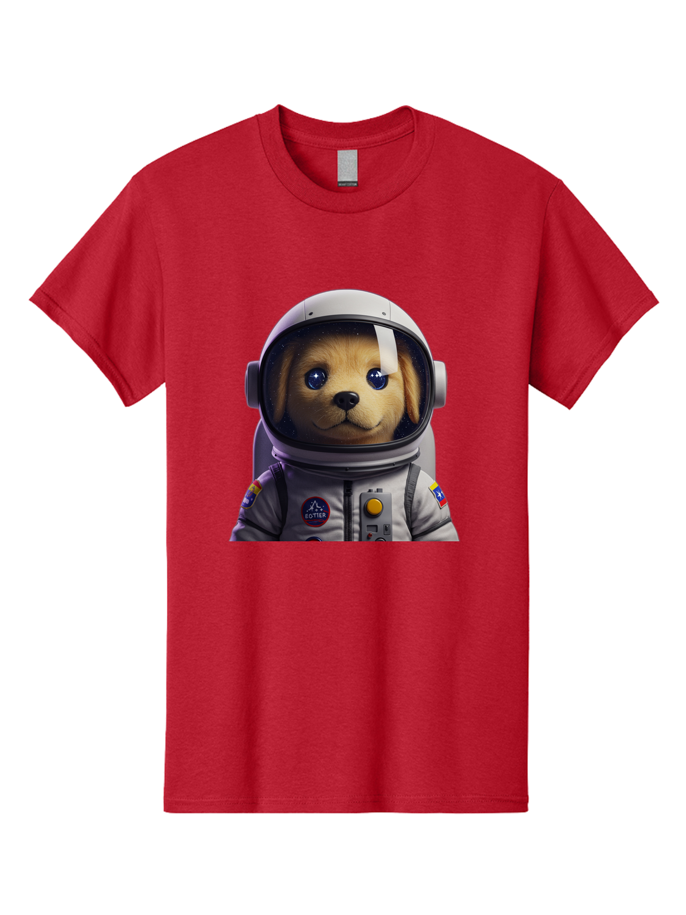 Zotter-Pup-In-Spacesuit Men'S Graphic Tee, 100% Cotton, Comfortable Casual Summer Wear, Machine Washable, Puppy In Space Suit, Dog In Astronaut Helmet, Cotter Logo, Space Exploration, Cute Canine, Futuristic Adventure, Sci-Fi Theme, Bac571