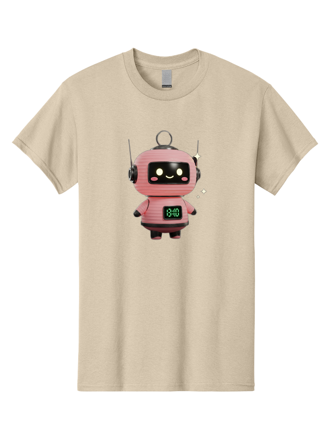 13-00-Robot Men'S Graphic Tee, 100% Cotton, Comfortable Casual Summer Wear, Machine Washable, Cartoon Robot With Clock, Digital Time Display, 13:00, Futuristic Design, Robot Character, Alarm Clock, Kawaii Style, Robot Technology, Bac572