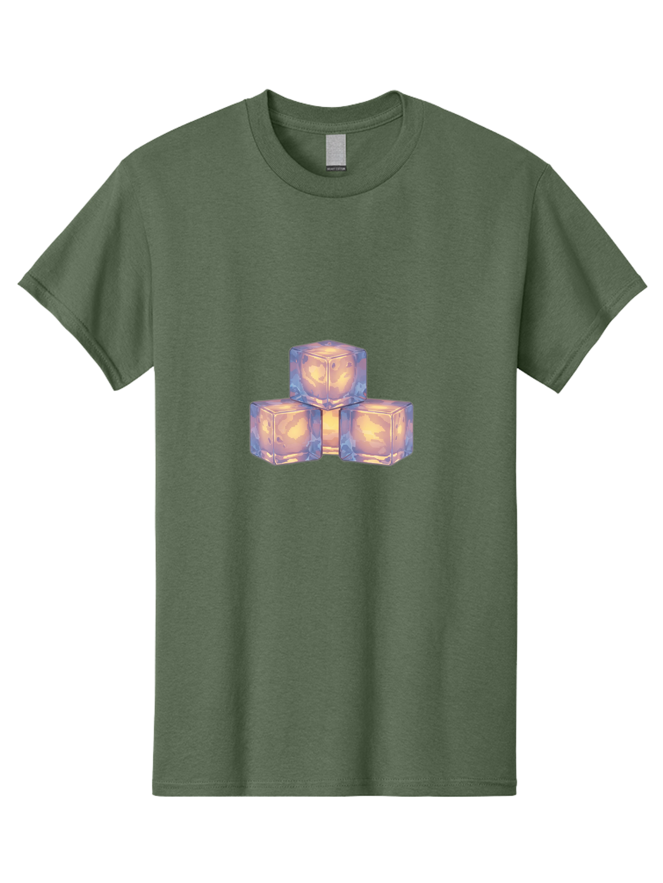 3-Ice-Cubes Men'S Graphic Tee, 100% Cotton, Comfortable Casual Summer Wear, Machine Washable, Ice Cubes, Crystal Clear Ice, Refreshing Drink, Cold Beverage, Melting Ice, Cube Shape, Transparent Ice, Frozen Water, Glassy Texture, Icy Appearance Bac573