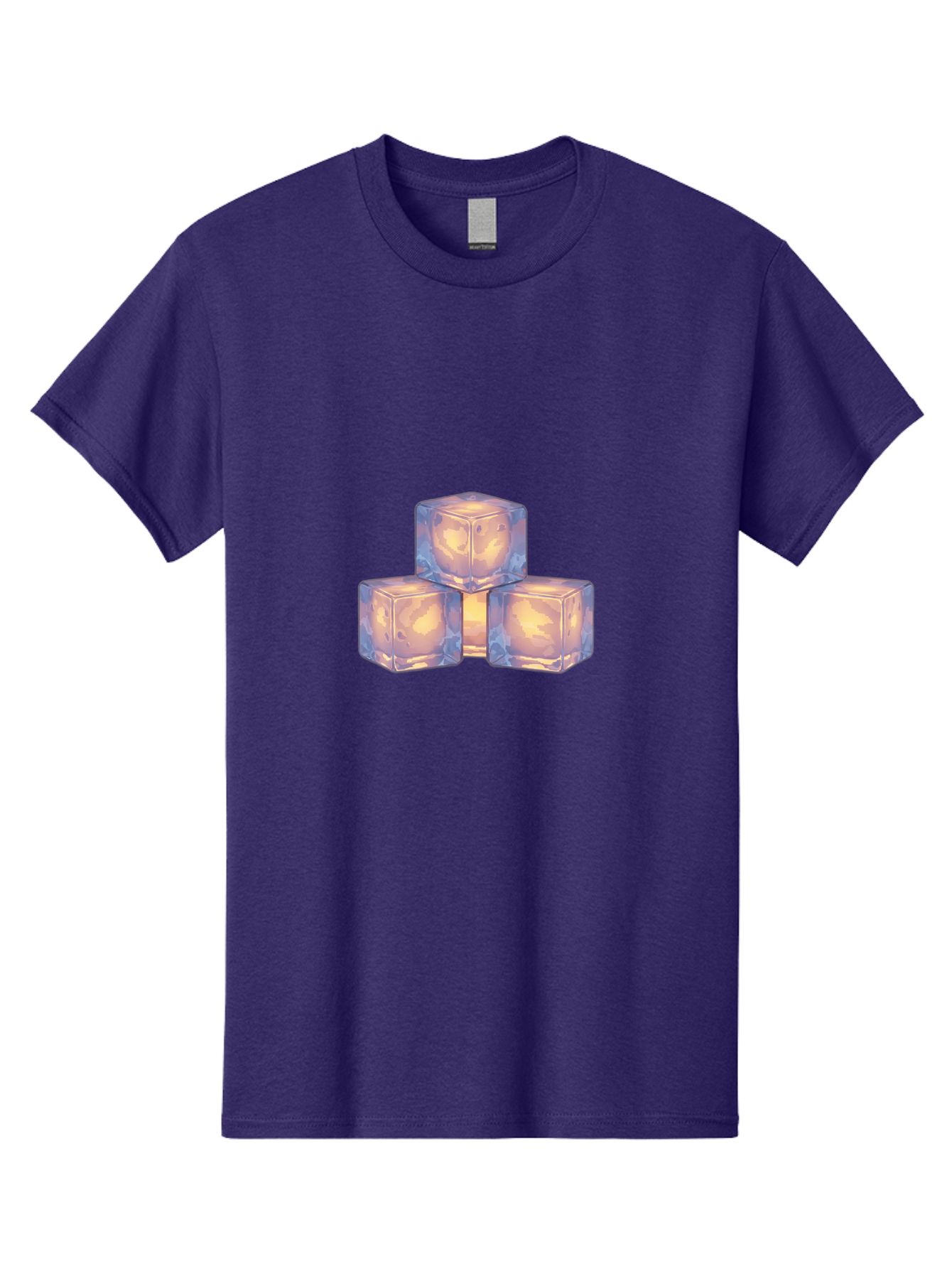 3-Ice-Cubes Men'S Graphic Tee, 100% Cotton, Comfortable Casual Summer Wear, Machine Washable, Ice Cubes, Crystal Clear Ice, Refreshing Drink, Cold Beverage, Melting Ice, Cube Shape, Transparent Ice, Frozen Water, Glassy Texture, Icy Appearance Bac573