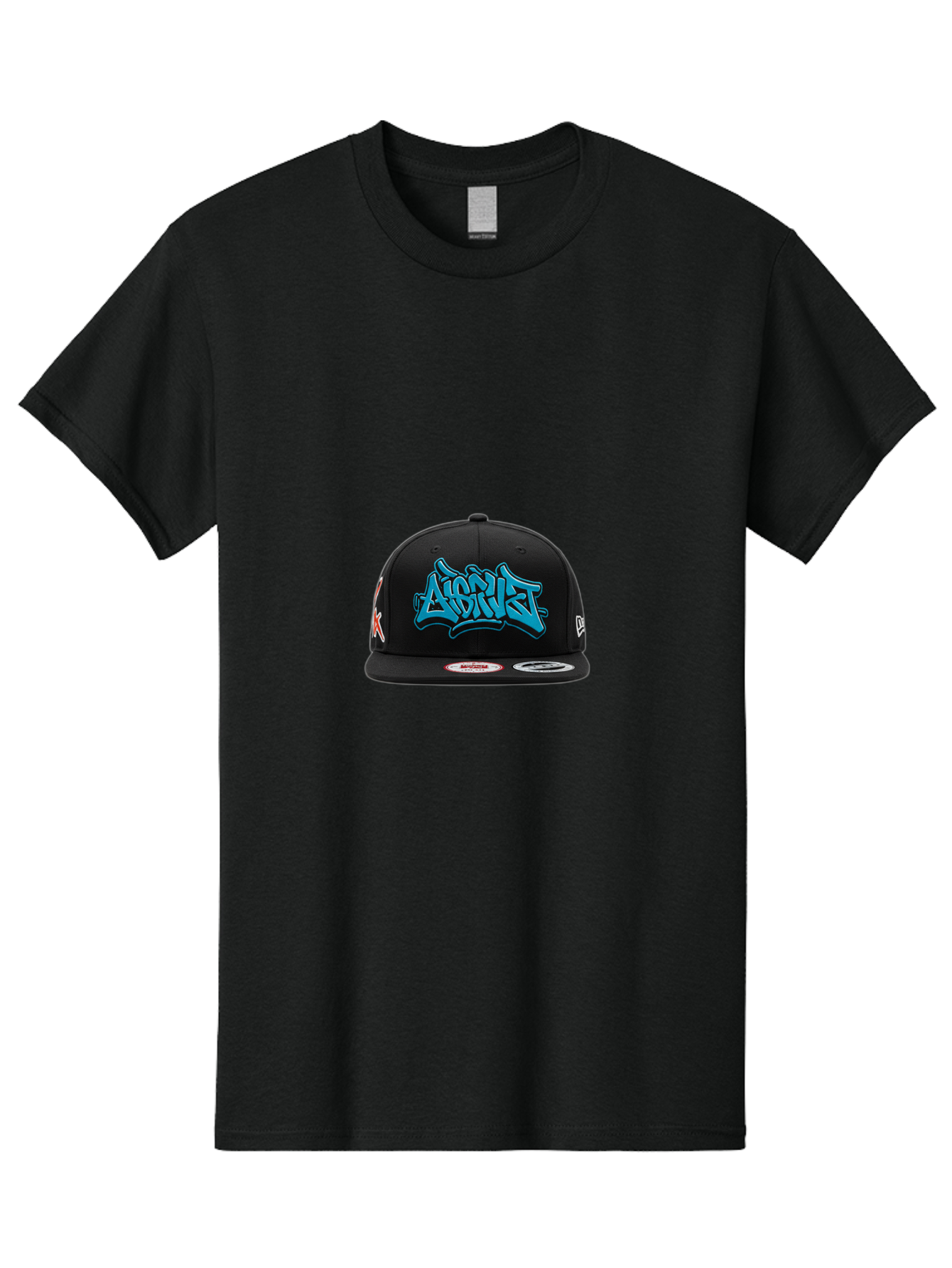 A-Ap-Rocky Men'S Graphic Tee, 100% Cotton, Comfortable Casual Summer Wear, Machine Washable, Black Baseball Cap, A$Ap Rocky Logo, Blue Graffiti Design, Streetwear Fashion, Hip Hop Style, Casual Wear, Trendy Accessories, Snapback Hat Bac579