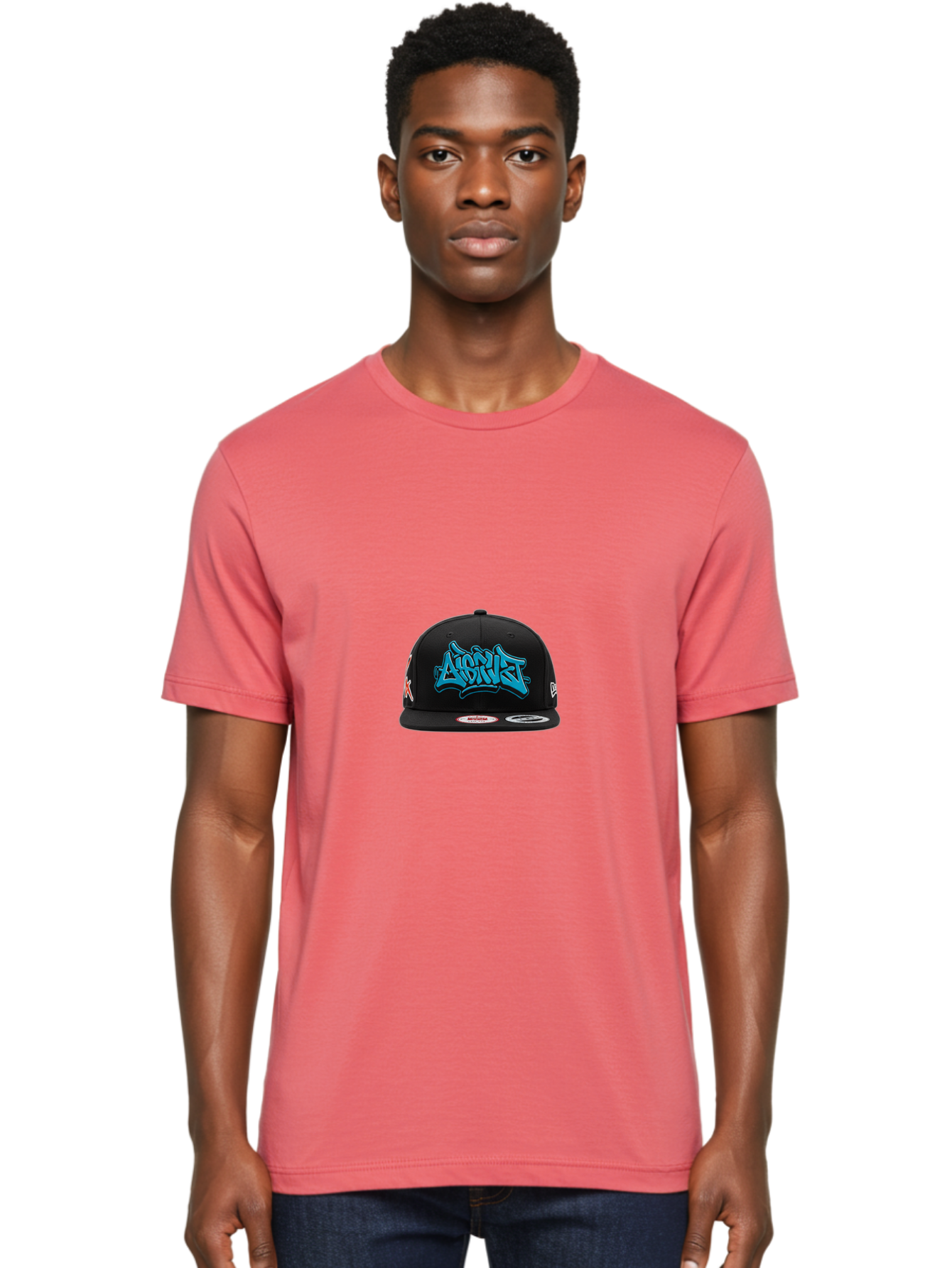 A-Ap-Rocky Men'S Graphic Tee, 100% Cotton, Comfortable Casual Summer Wear, Machine Washable, Black Baseball Cap, A$Ap Rocky Logo, Blue Graffiti Design, Streetwear Fashion, Hip Hop Style, Casual Wear, Trendy Accessories, Snapback Hat Bac579