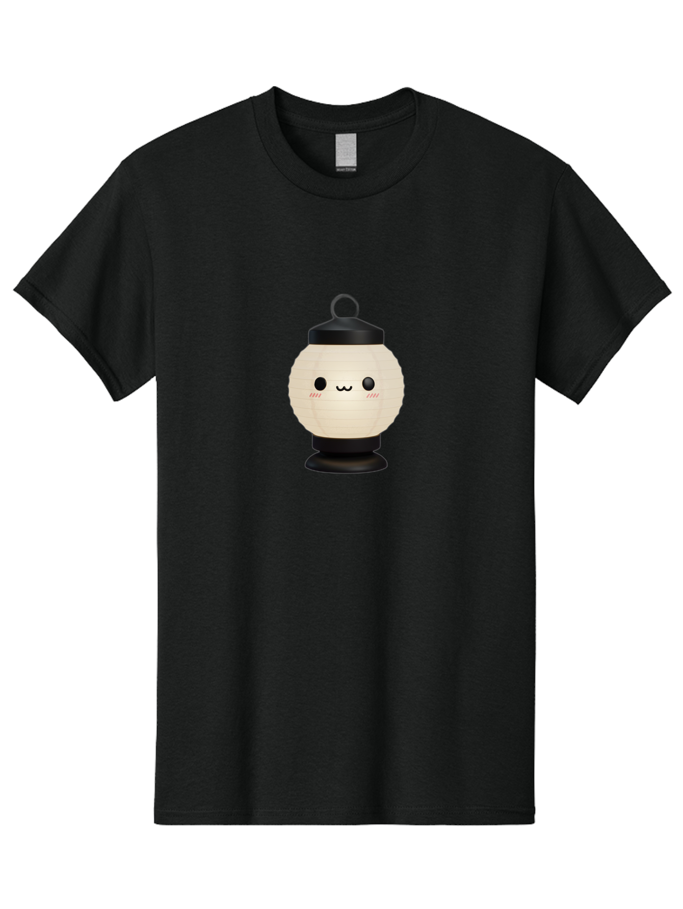 Akari-Chan-Lantern Men'S Graphic Tee, 100% Cotton, Comfortable Casual Summer Wear, Machine Washable, Kawaii Lantern, Japanese Culture, Paper Lantern, Cute Face, Emoticon, Illustration, Cartoon Style, Minimalist Design, Simple Art, Round Shape, Bac582