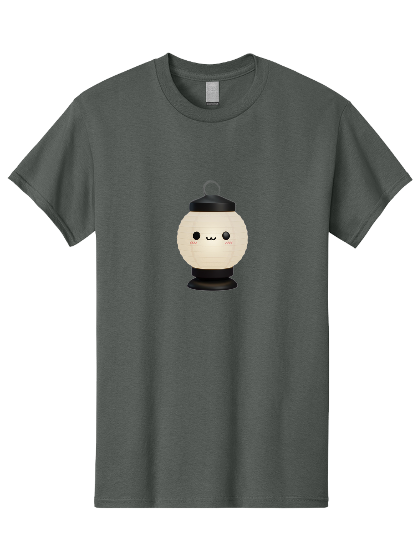 Akari-Chan-Lantern Men'S Graphic Tee, 100% Cotton, Comfortable Casual Summer Wear, Machine Washable, Kawaii Lantern, Japanese Culture, Paper Lantern, Cute Face, Emoticon, Illustration, Cartoon Style, Minimalist Design, Simple Art, Round Shape, Bac582