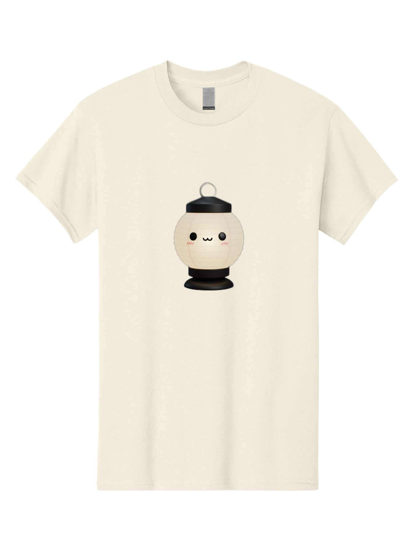 Akari-Chan-Lantern Men'S Graphic Tee, 100% Cotton, Comfortable Casual Summer Wear, Machine Washable, Kawaii Lantern, Japanese Culture, Paper Lantern, Cute Face, Emoticon, Illustration, Cartoon Style, Minimalist Design, Simple Art, Round Shape, Bac582