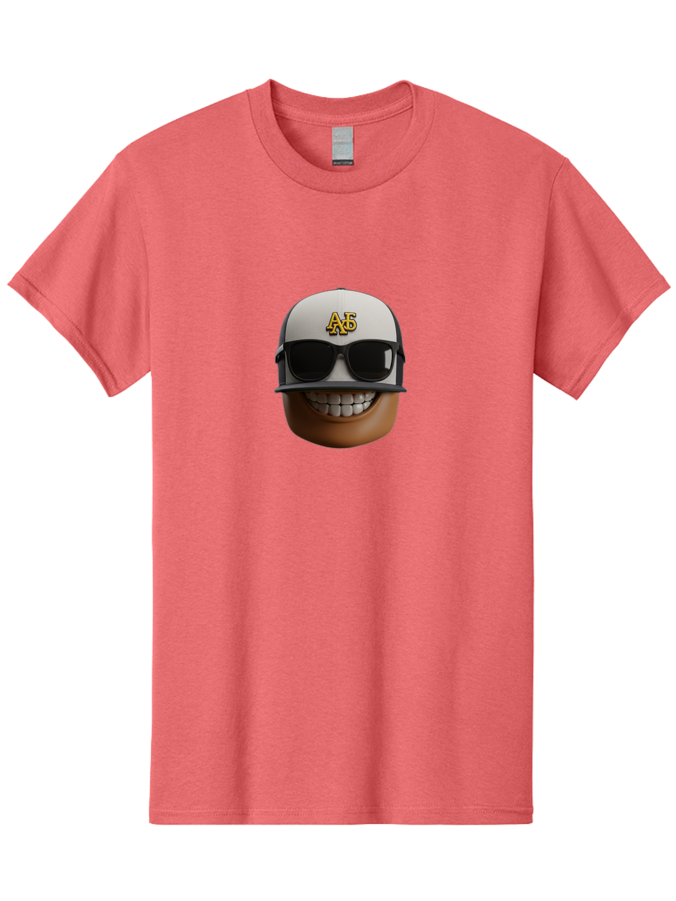 Alpha-Phi-Alpha-Emoji Men'S Graphic Tee, 100% Cotton, Comfortable Casual Summer Wear, Machine Washable, Smiling Face, Sunglasses, Baseball Cap, White Hat, Greek Letters, Alpha Phi Alpha, Fraternity Symbol, Cool Guy, Happy Expression, Bac584