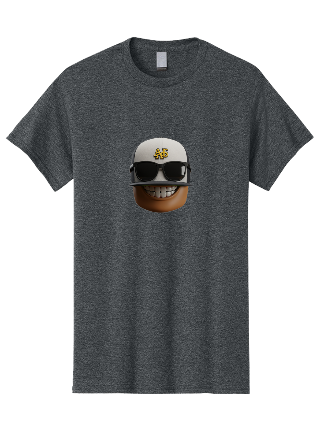 Alpha-Phi-Alpha-Emoji Men'S Graphic Tee, 100% Cotton, Comfortable Casual Summer Wear, Machine Washable, Smiling Face, Sunglasses, Baseball Cap, White Hat, Greek Letters, Alpha Phi Alpha, Fraternity Symbol, Cool Guy, Happy Expression, Bac584