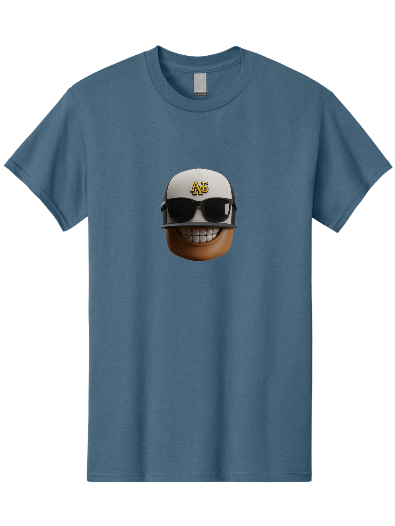 Alpha-Phi-Alpha-Emoji Men'S Graphic Tee, 100% Cotton, Comfortable Casual Summer Wear, Machine Washable, Smiling Face, Sunglasses, Baseball Cap, White Hat, Greek Letters, Alpha Phi Alpha, Fraternity Symbol, Cool Guy, Happy Expression, Bac584