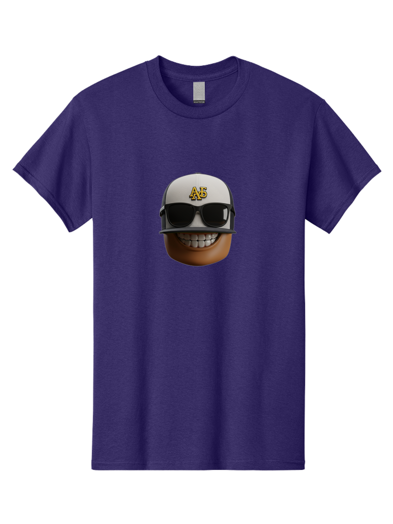 Alpha-Phi-Alpha-Emoji Men'S Graphic Tee, 100% Cotton, Comfortable Casual Summer Wear, Machine Washable, Smiling Face, Sunglasses, Baseball Cap, White Hat, Greek Letters, Alpha Phi Alpha, Fraternity Symbol, Cool Guy, Happy Expression, Bac584