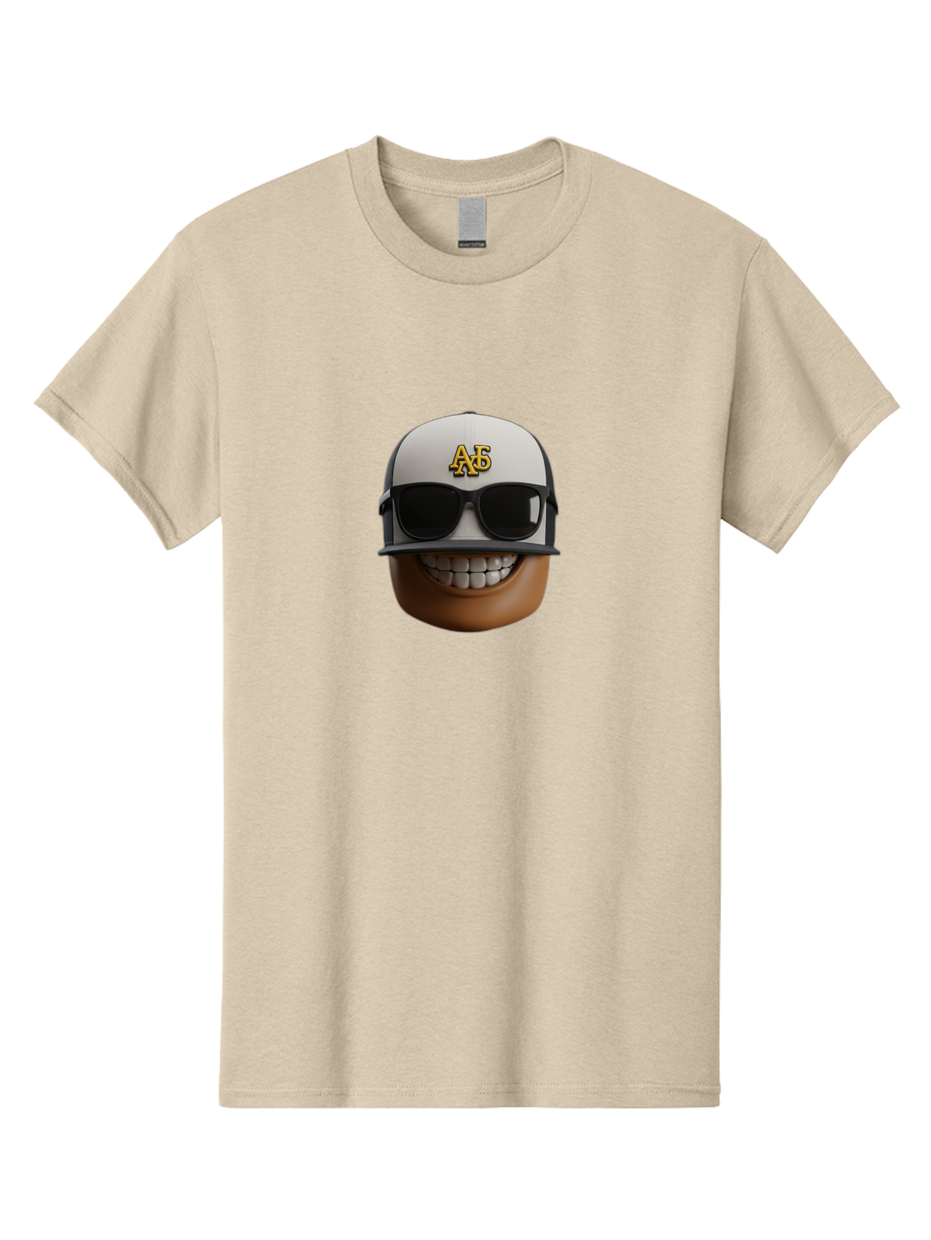 Alpha-Phi-Alpha-Emoji Men'S Graphic Tee, 100% Cotton, Comfortable Casual Summer Wear, Machine Washable, Smiling Face, Sunglasses, Baseball Cap, White Hat, Greek Letters, Alpha Phi Alpha, Fraternity Symbol, Cool Guy, Happy Expression, Bac584