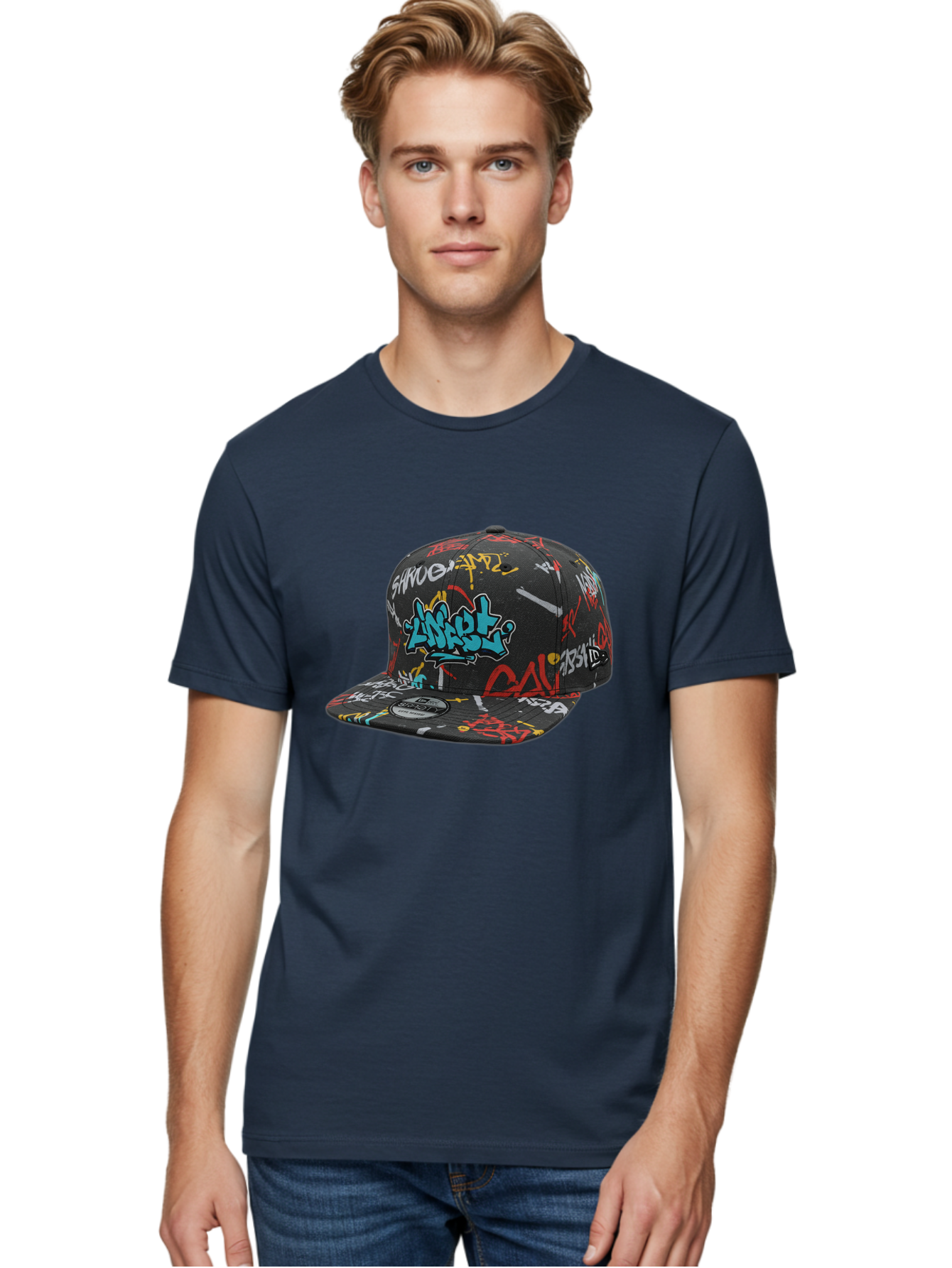 Anarchy-Baseball-Cap Men'S Graphic Tee, 100% Cotton, Comfortable Casual Summer Wear, Machine Washable, Graffiti Art, Streetwear Fashion, Custom Hats, Urban Style, Colorful Designs, Casual Wear, Hip Hop Culture, Snapback Cap, Street Art, Bac585