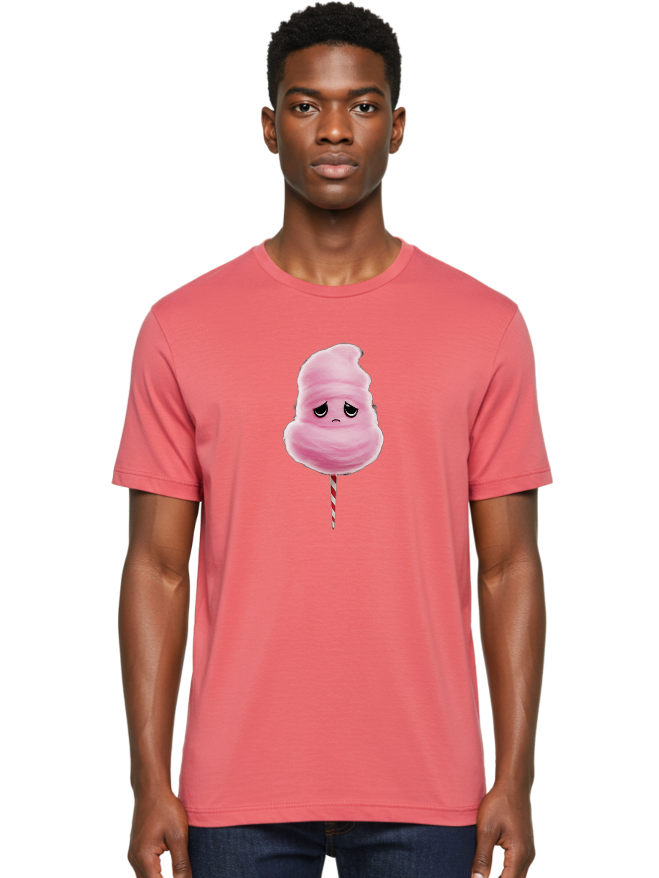 Angry-Cotton-Candy Men'S Graphic Tee, 100% Cotton, Comfortable Casual Summer Wear, Machine Washable, Angry Cotton Candy, Grumpy Face, Sweet Treat, Cartoon Character, Funny Expression, Mad Candy, Fluffy Pink Snack, Fairground Food, Angry Face, Bac586