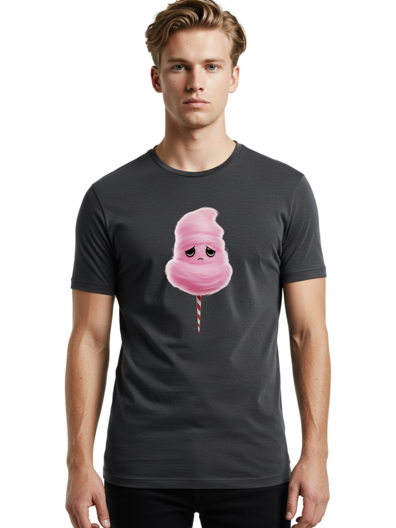 Angry-Cotton-Candy Men'S Graphic Tee, 100% Cotton, Comfortable Casual Summer Wear, Machine Washable, Angry Cotton Candy, Grumpy Face, Sweet Treat, Cartoon Character, Funny Expression, Mad Candy, Fluffy Pink Snack, Fairground Food, Angry Face, Bac586