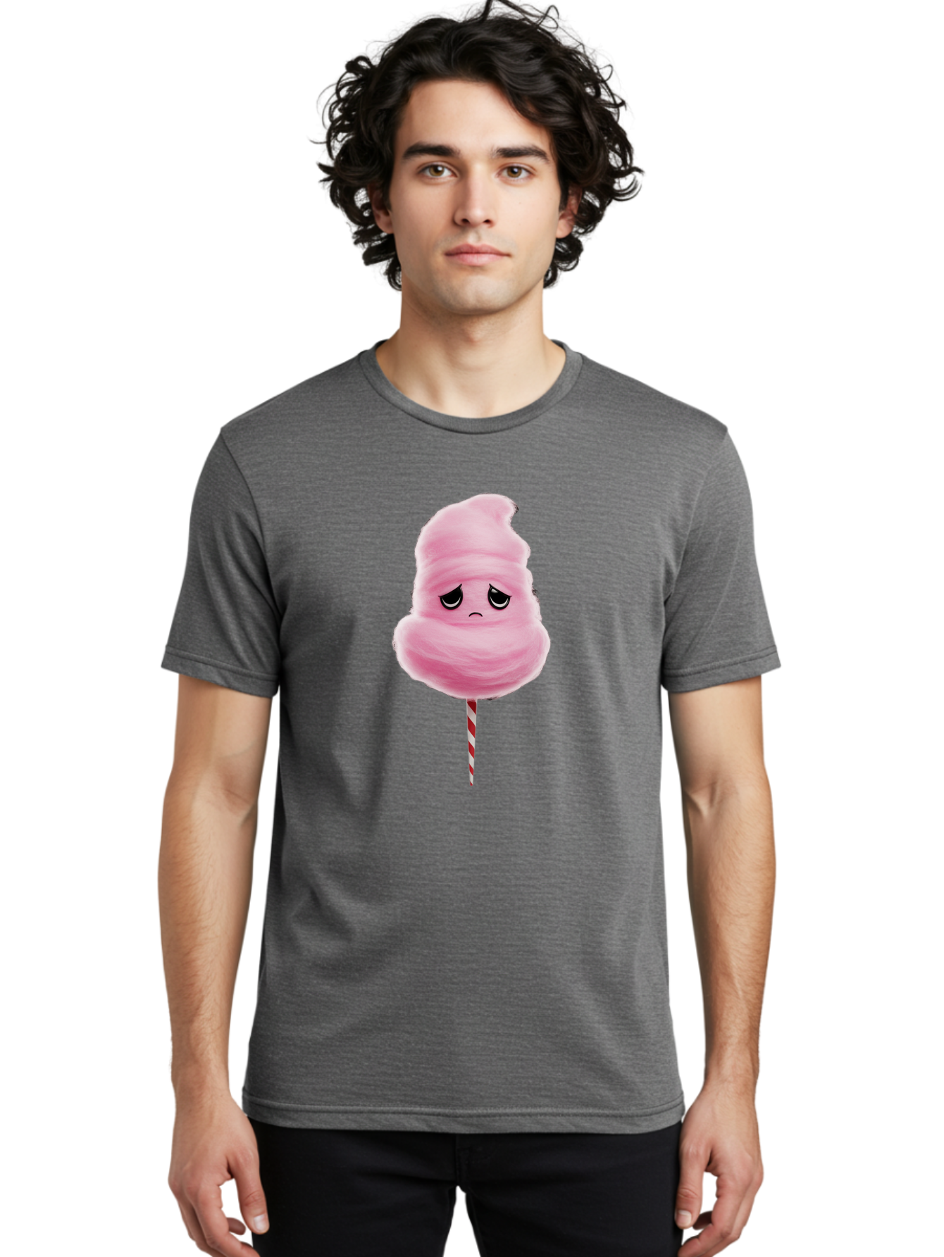 Angry-Cotton-Candy Men'S Graphic Tee, 100% Cotton, Comfortable Casual Summer Wear, Machine Washable, Angry Cotton Candy, Grumpy Face, Sweet Treat, Cartoon Character, Funny Expression, Mad Candy, Fluffy Pink Snack, Fairground Food, Angry Face, Bac586