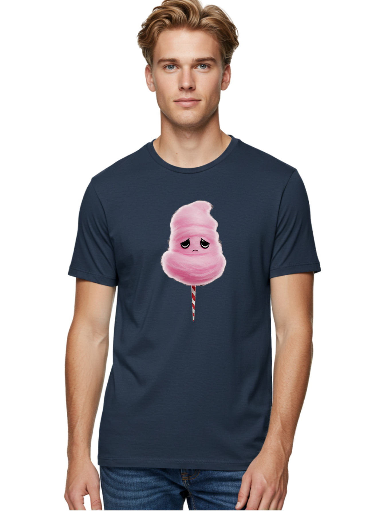 Angry-Cotton-Candy Men'S Graphic Tee, 100% Cotton, Comfortable Casual Summer Wear, Machine Washable, Angry Cotton Candy, Grumpy Face, Sweet Treat, Cartoon Character, Funny Expression, Mad Candy, Fluffy Pink Snack, Fairground Food, Angry Face, Bac586