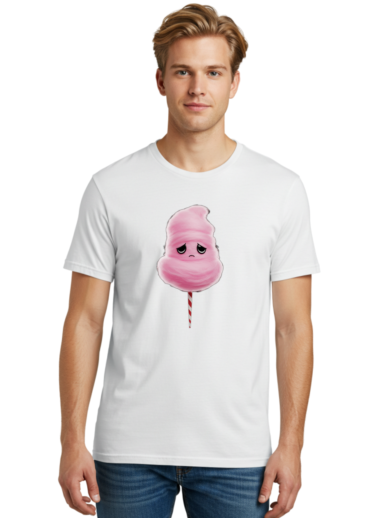Angry-Cotton-Candy Men'S Graphic Tee, 100% Cotton, Comfortable Casual Summer Wear, Machine Washable, Angry Cotton Candy, Grumpy Face, Sweet Treat, Cartoon Character, Funny Expression, Mad Candy, Fluffy Pink Snack, Fairground Food, Angry Face, Bac586