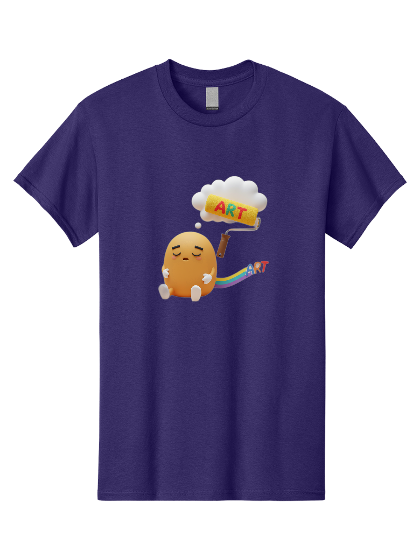 Art Men'S Graphic Tee, 100% Cotton, Comfortable Casual Summer Wear, Machine Washable, Cartoon Character, Creativity Unleashed, Dreamy Thoughts, Paint Roller, Colorful Art, Imagination, Artistic Expression, Vibrant Colors Bac587