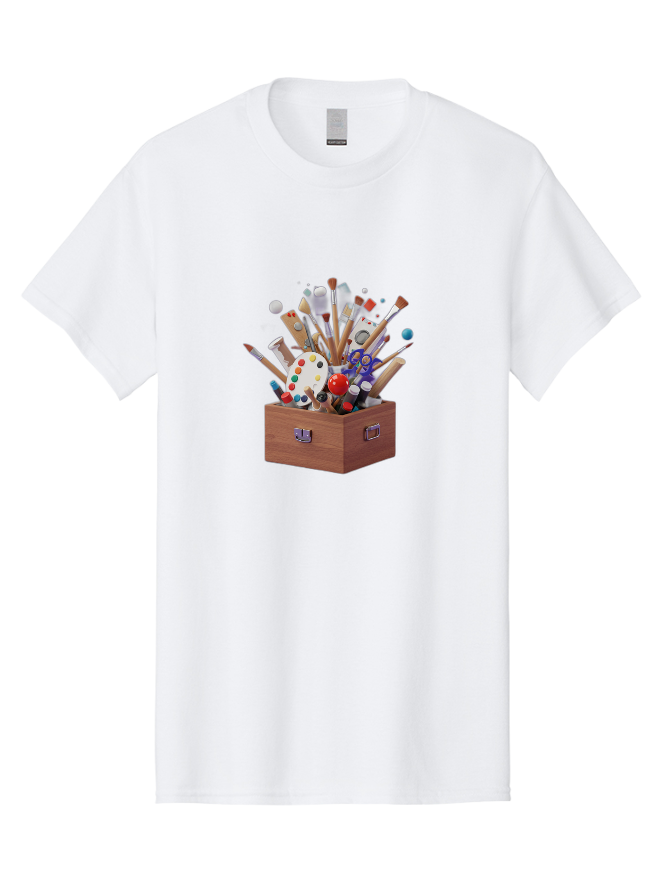 Artist-Toolbox Men'S Graphic Tee, 100% Cotton, Comfortable Casual Summer Wear, Machine Washable, Art Supplies, Paintbrushes, Palette, Paint Tubes, Creativity, Artistic Expression, Crafting, Diy, Art Studio, Painting Tools, Colorful Art Bac588