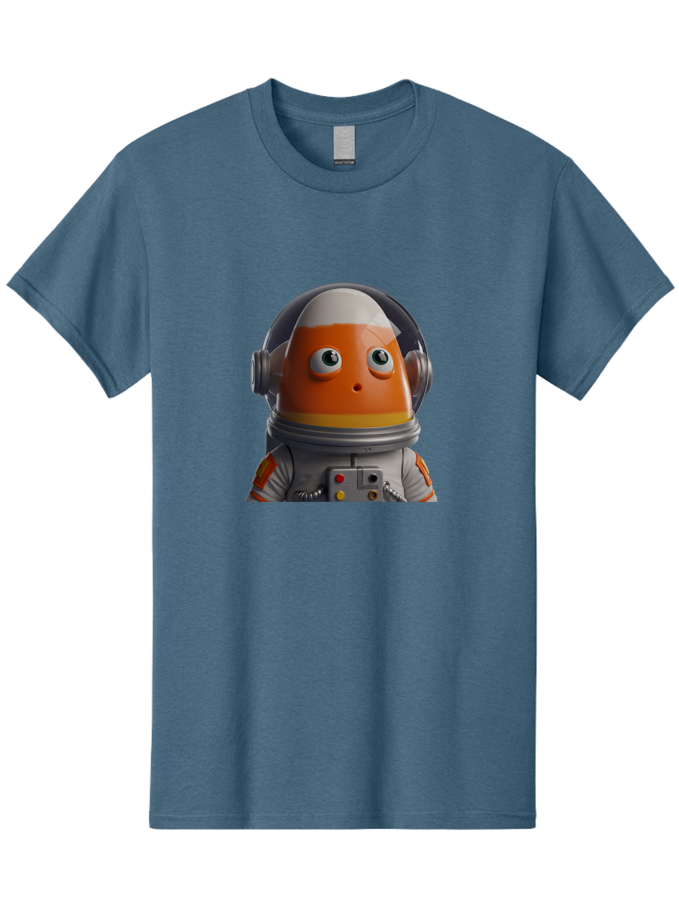 Astronaut-Fish Men'S Graphic Tee, 100% Cotton, Comfortable Casual Summer Wear, Machine Washable, Futuristic Astronaut, Candy-Themed Space Suit, Orange And White Colors, Cartoon-Style Character, Space Exploration, Sci-Fi Elements, Bac589
