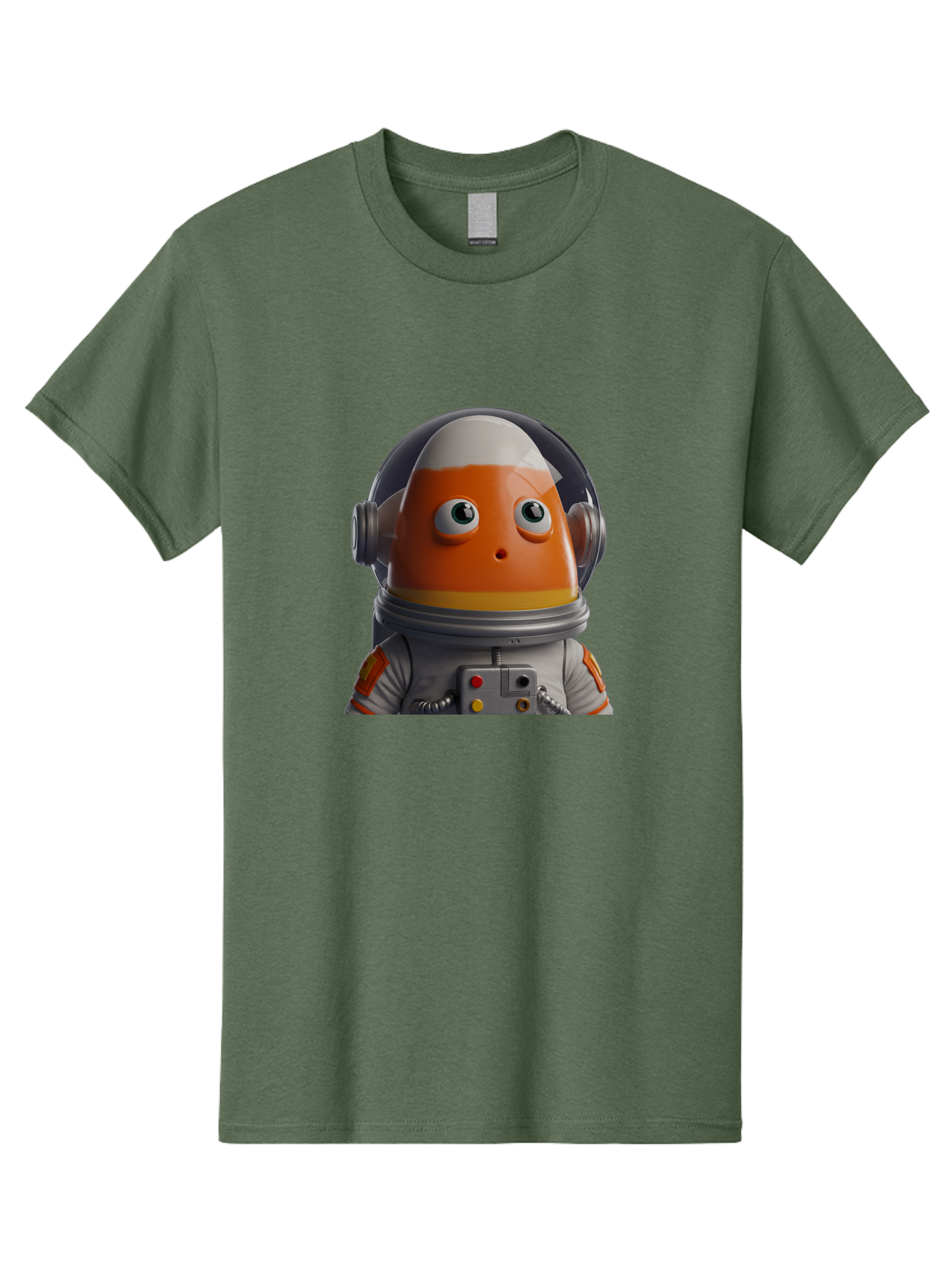 Astronaut-Fish Men'S Graphic Tee, 100% Cotton, Comfortable Casual Summer Wear, Machine Washable, Futuristic Astronaut, Candy-Themed Space Suit, Orange And White Colors, Cartoon-Style Character, Space Exploration, Sci-Fi Elements, Bac589