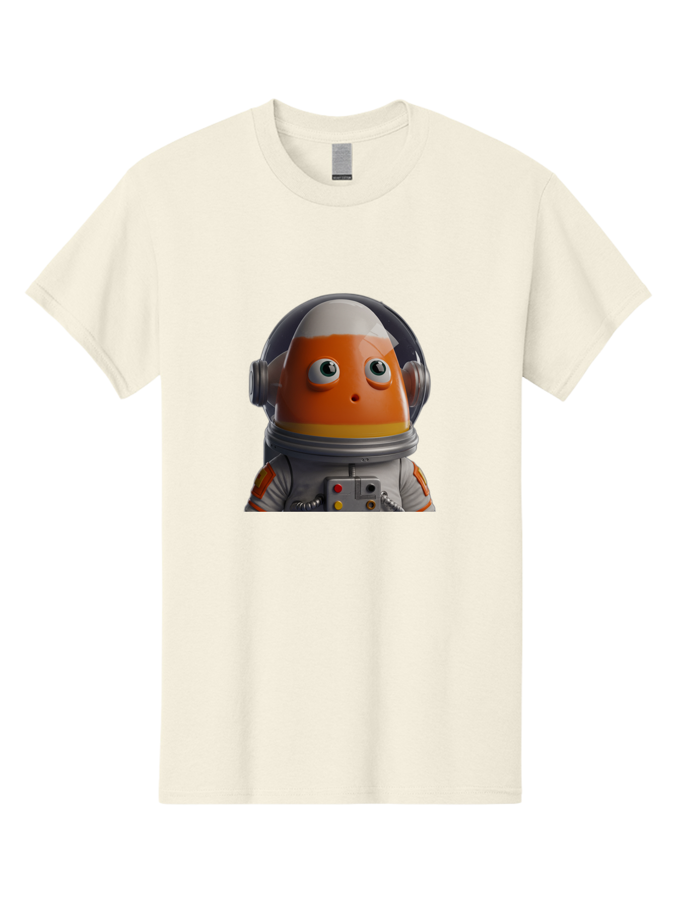 Astronaut-Fish Men'S Graphic Tee, 100% Cotton, Comfortable Casual Summer Wear, Machine Washable, Futuristic Astronaut, Candy-Themed Space Suit, Orange And White Colors, Cartoon-Style Character, Space Exploration, Sci-Fi Elements, Bac589