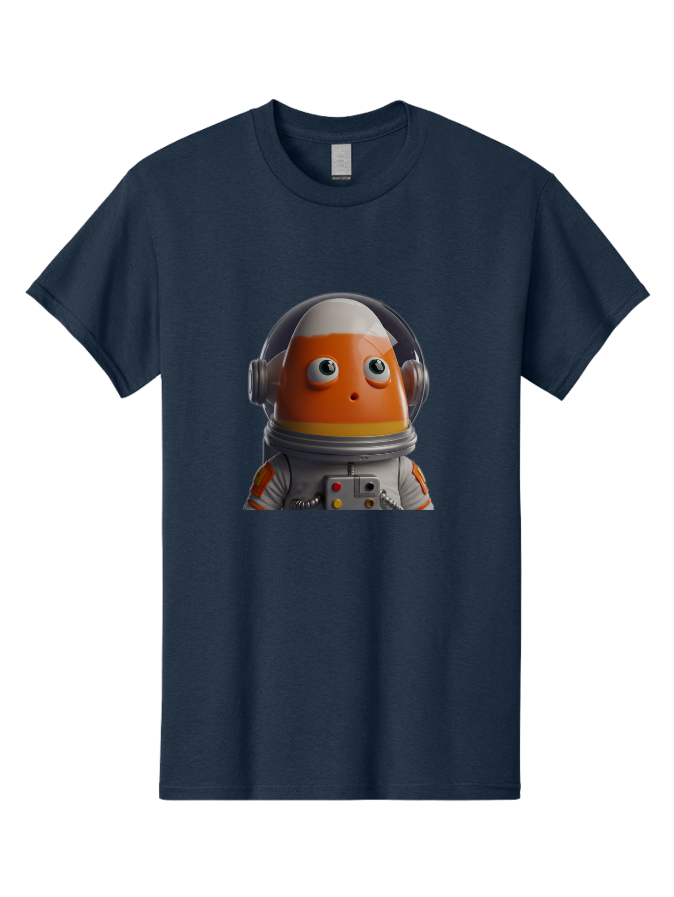 Astronaut-Fish Men'S Graphic Tee, 100% Cotton, Comfortable Casual Summer Wear, Machine Washable, Futuristic Astronaut, Candy-Themed Space Suit, Orange And White Colors, Cartoon-Style Character, Space Exploration, Sci-Fi Elements, Bac589