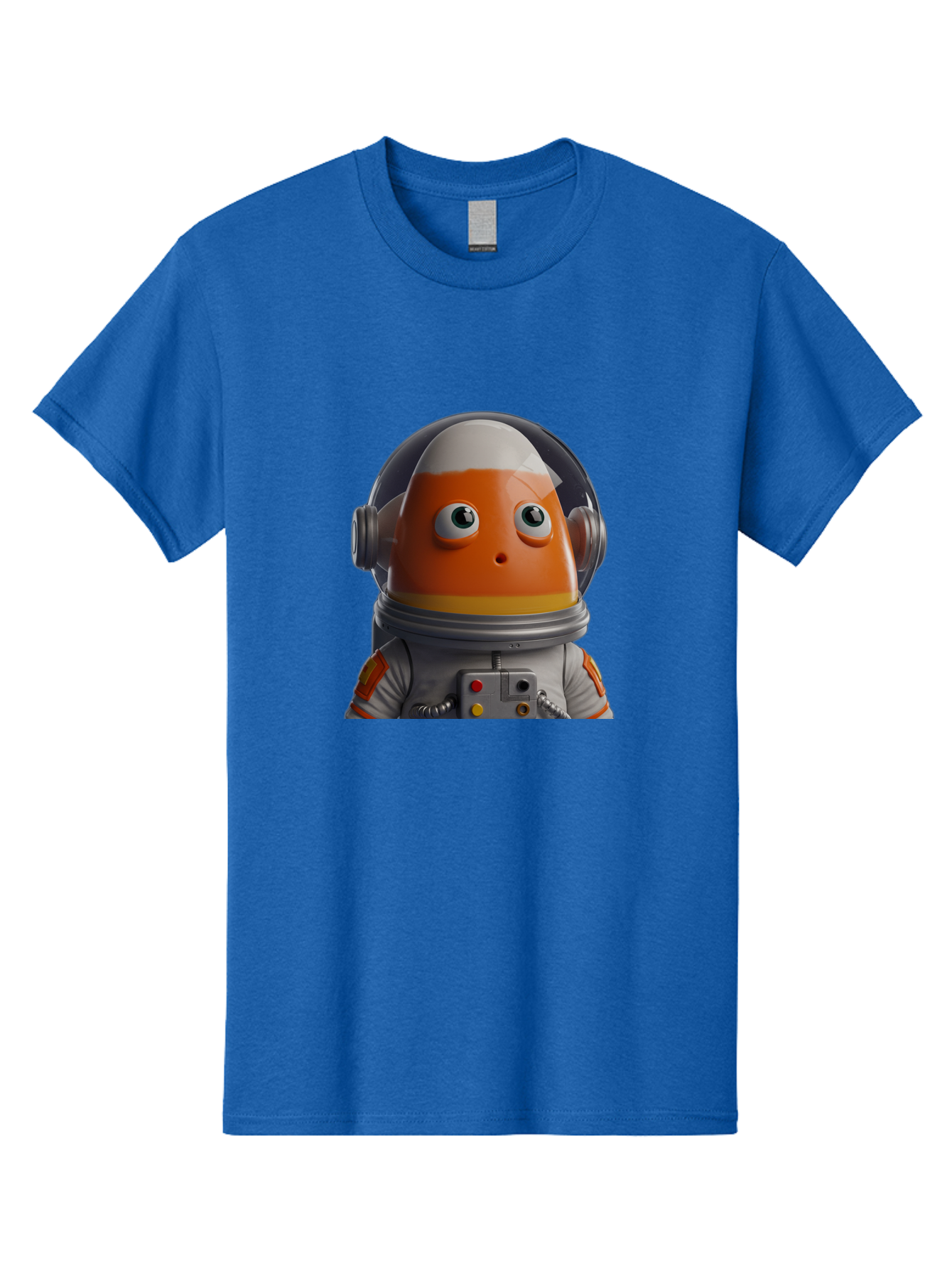 Astronaut-Fish Men'S Graphic Tee, 100% Cotton, Comfortable Casual Summer Wear, Machine Washable, Futuristic Astronaut, Candy-Themed Space Suit, Orange And White Colors, Cartoon-Style Character, Space Exploration, Sci-Fi Elements, Bac589