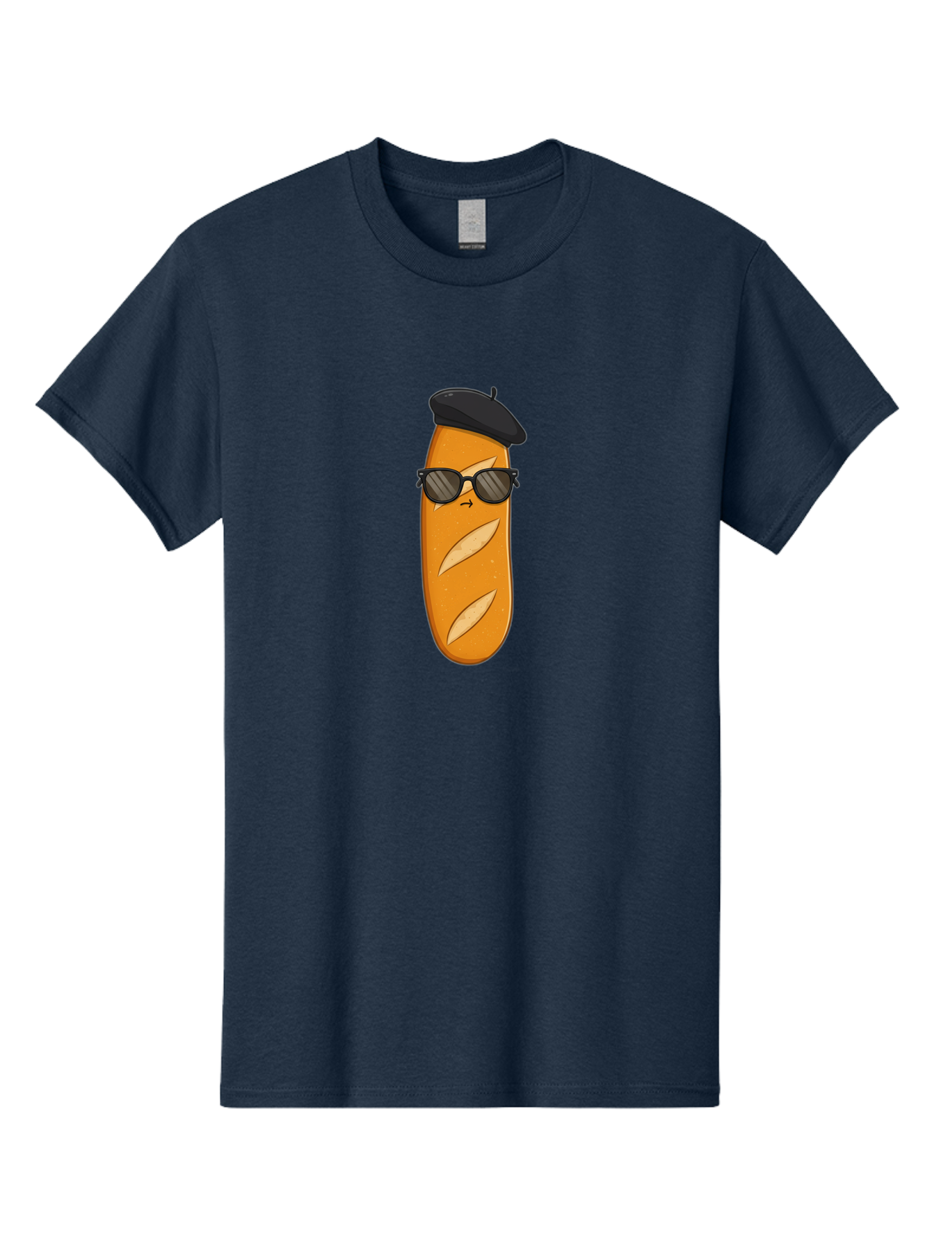Baguette-Character-1 Men'S Graphic Tee, 100% Cotton, Comfortable Casual Summer Wear, Machine Washable, Cartoon Baguette, Sunglasses, Beret, French Bread, Cute Character, Funny Meme, Cartoon Style, Bread Character, Quirky Design, Bac590