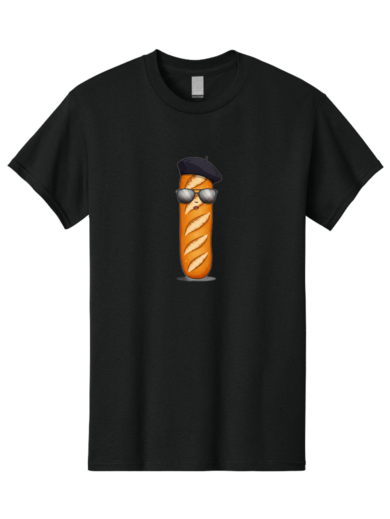 Baguette Men'S Graphic Tee, 100% Cotton, Comfortable Casual Summer Wear, Machine Washable, Cool Baguette, French Bread, Beret Hat, Trendy Sunglasses, Cartoon Character, Humorous Illustration, Funny Food Bac596