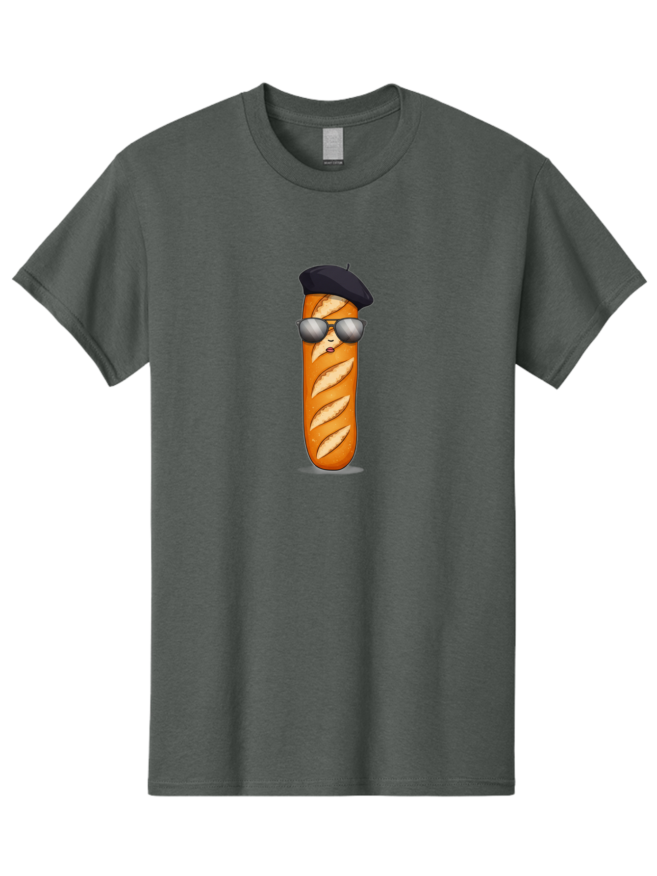 Baguette Men'S Graphic Tee, 100% Cotton, Comfortable Casual Summer Wear, Machine Washable, Cool Baguette, French Bread, Beret Hat, Trendy Sunglasses, Cartoon Character, Humorous Illustration, Funny Food Bac596