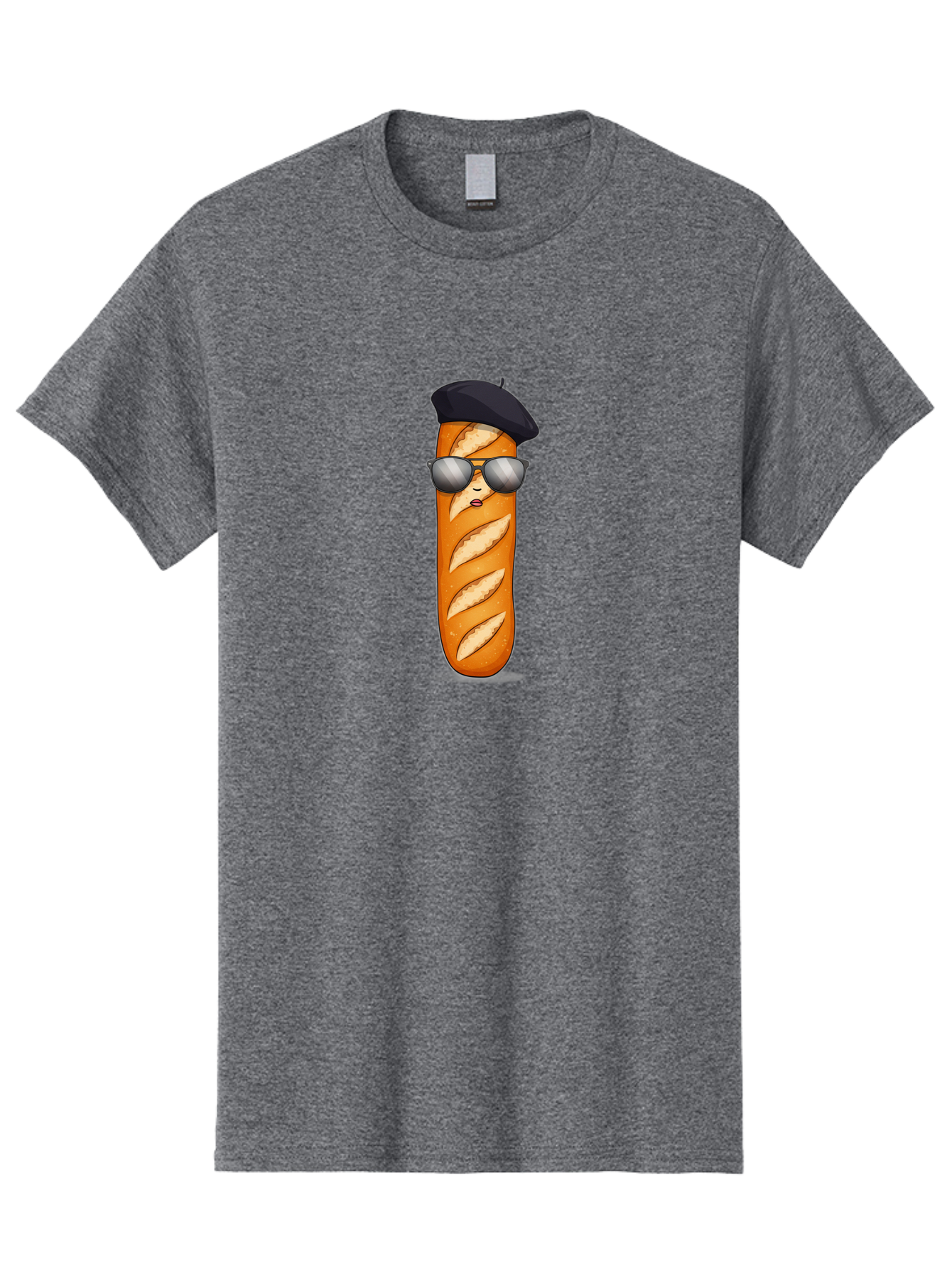 Baguette Men'S Graphic Tee, 100% Cotton, Comfortable Casual Summer Wear, Machine Washable, Cool Baguette, French Bread, Beret Hat, Trendy Sunglasses, Cartoon Character, Humorous Illustration, Funny Food Bac596