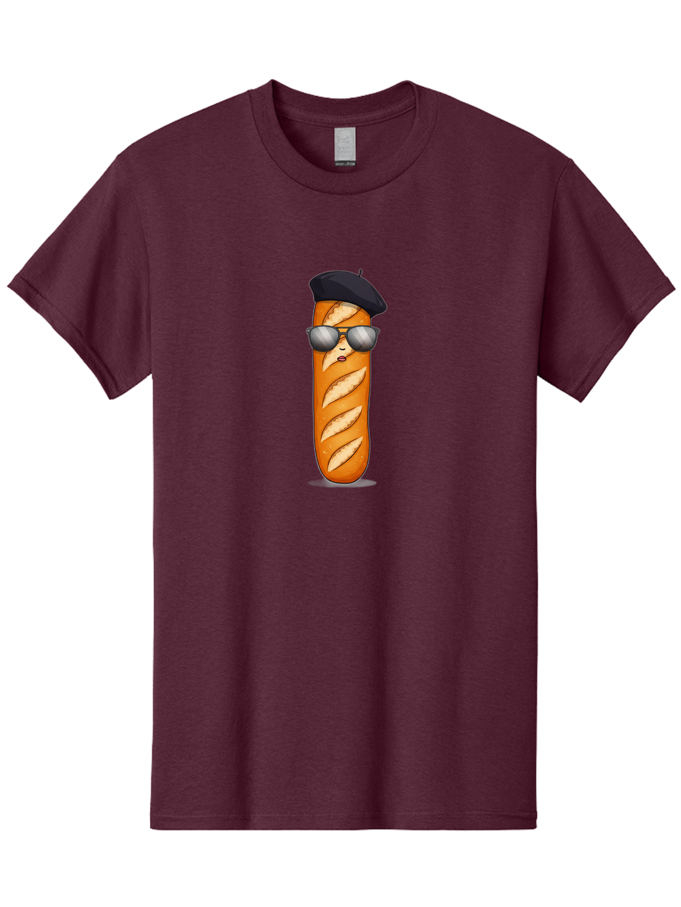 Baguette Men'S Graphic Tee, 100% Cotton, Comfortable Casual Summer Wear, Machine Washable, Cool Baguette, French Bread, Beret Hat, Trendy Sunglasses, Cartoon Character, Humorous Illustration, Funny Food Bac596