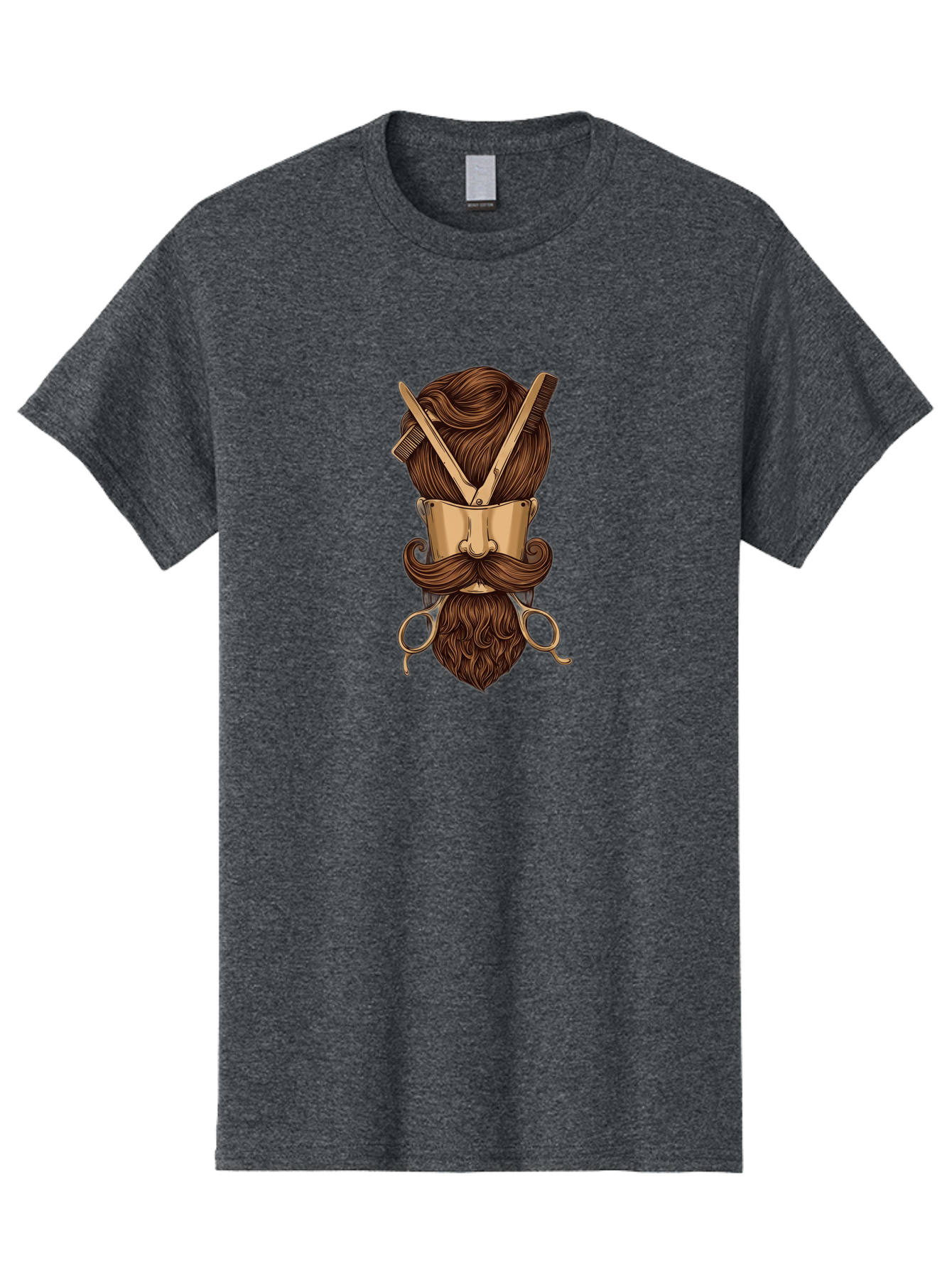 Barber-Art Men'S Graphic Tee, 100% Cotton, Comfortable Casual Summer Wear, Machine Washable, Barber Shop Logo, Men'S Grooming, Mustache, Beard, Haircut, Scissors, Comb, Vintage Style, Barber Tools, Classic Design Bac599
